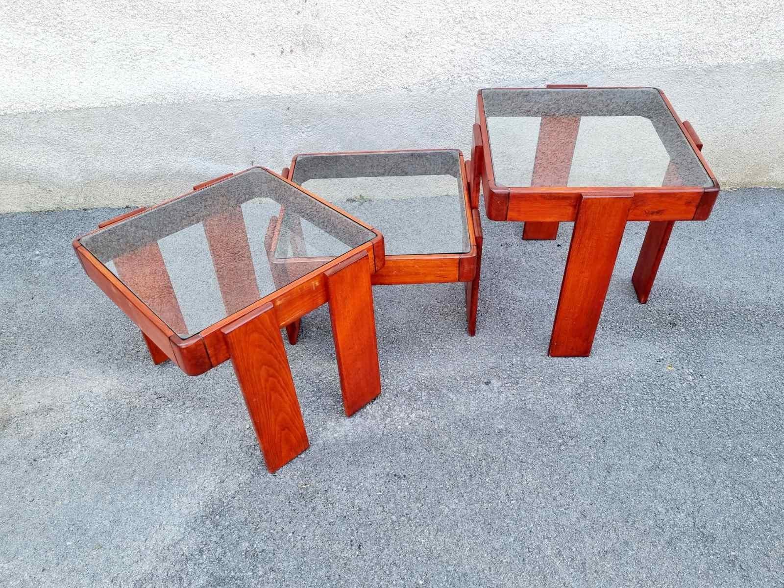 Set of 3 Nesting Tables Designed by Gianfranco Frattini for Meblo, Italy 70s For Sale 3