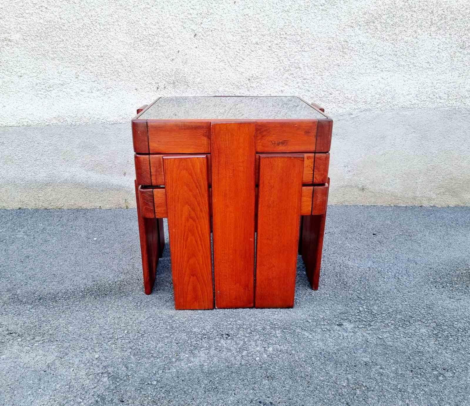 Set of 3 Nesting Tables Designed by Gianfranco Frattini for Meblo, Italy 70s For Sale 5
