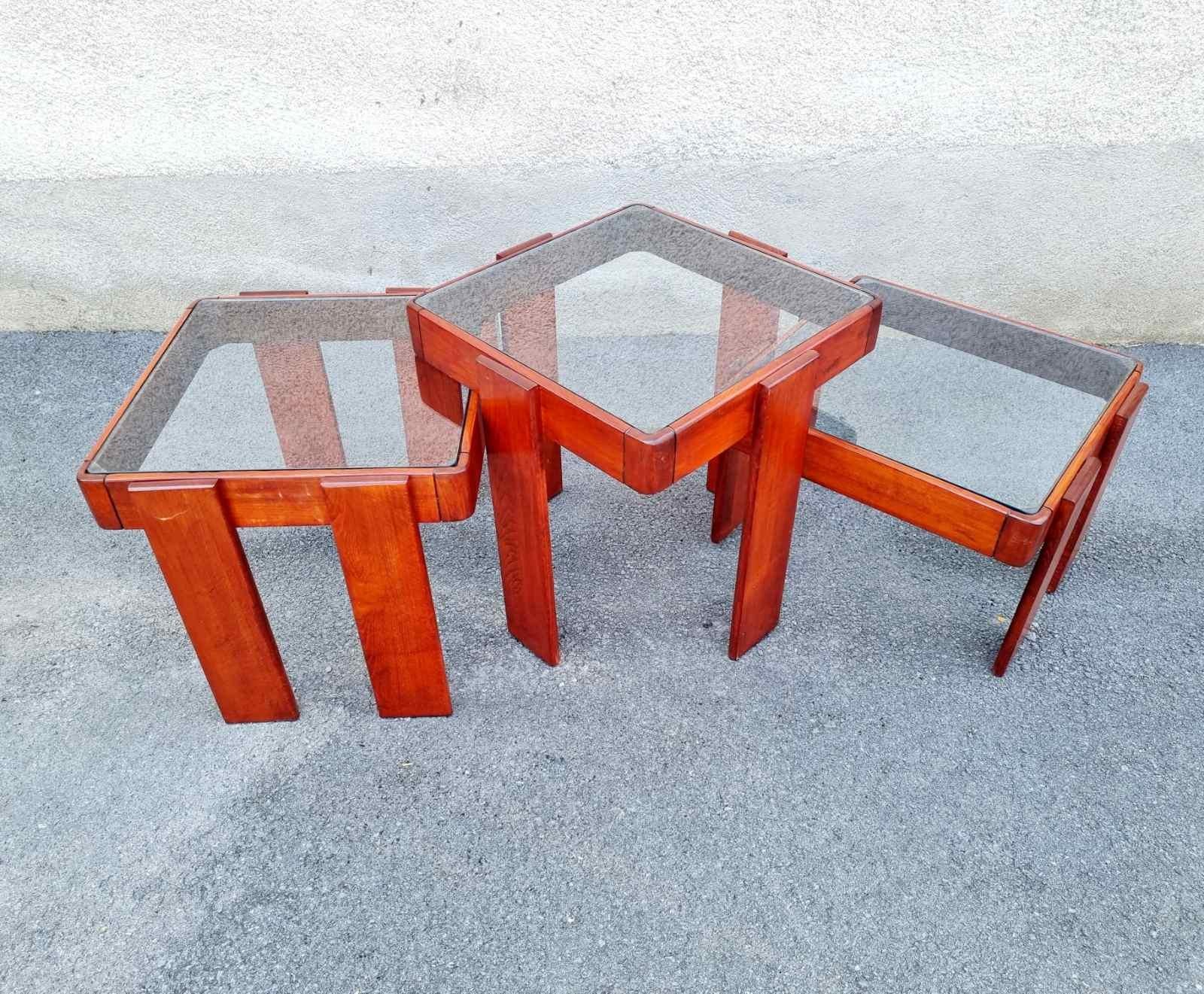 Set of 3 Nesting Tables Designed by Gianfranco Frattini for Meblo, Italy 70s For Sale 7
