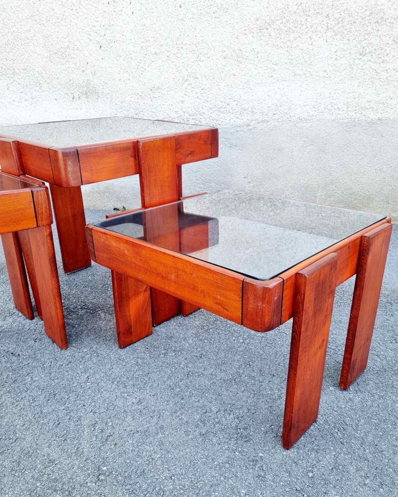 Italian Set of 3 Nesting Tables Designed by Gianfranco Frattini for Meblo, Italy 70s For Sale