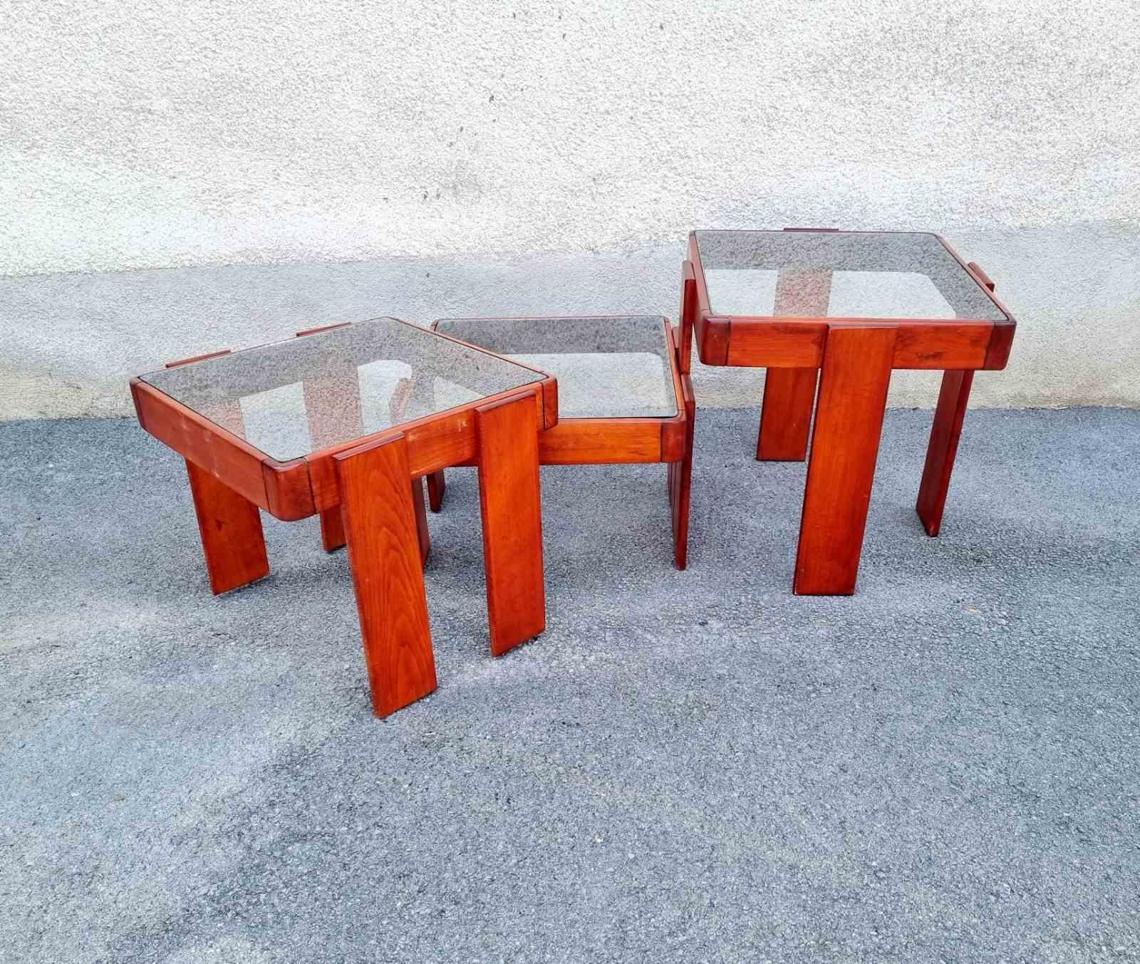 Set of 3 Nesting Tables Designed by Gianfranco Frattini for Meblo, Italy 70s In Good Condition For Sale In Lucija, SI
