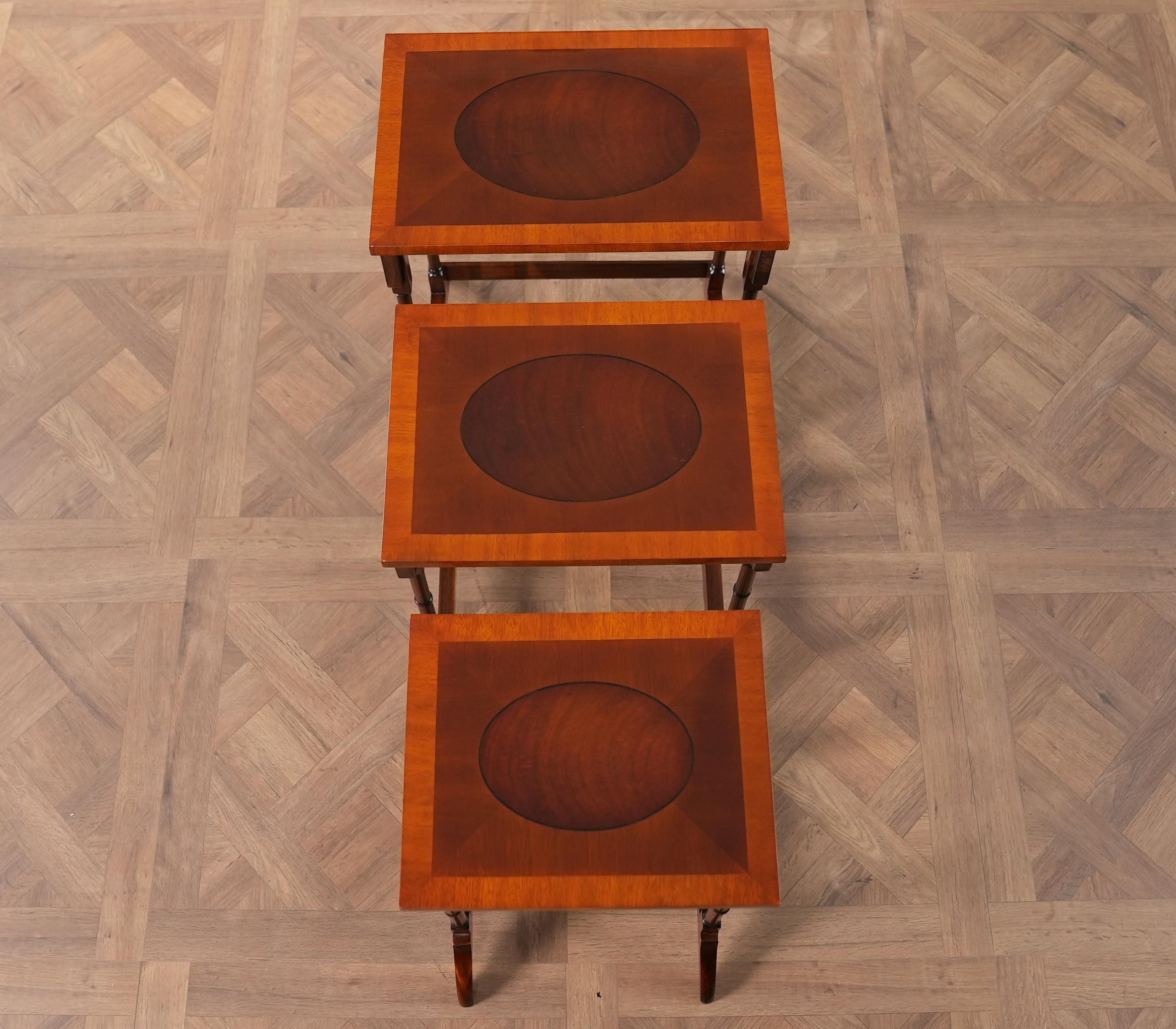 Mahogany Set of 3 Nesting Tables For Sale