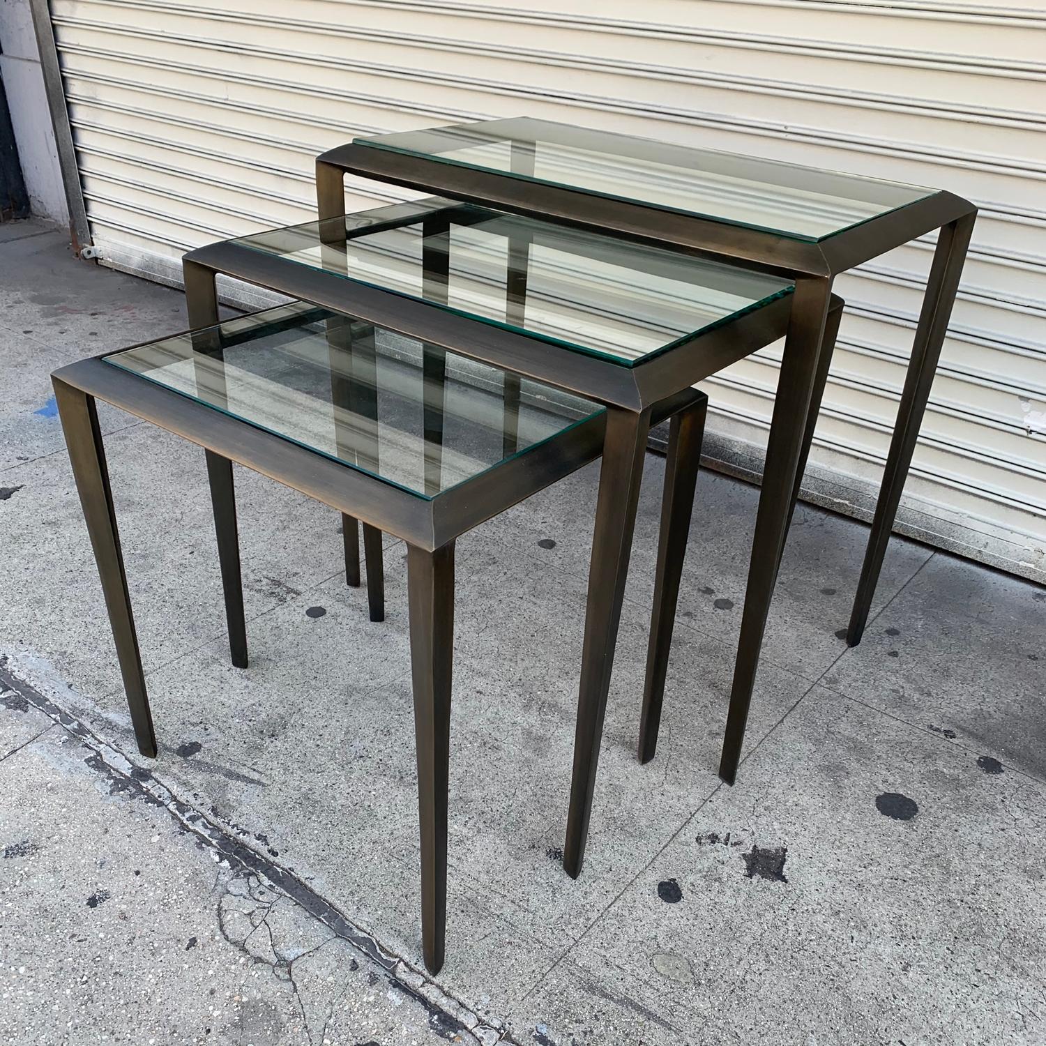 Set of 3 Nesting Tables in Antique Brass 5