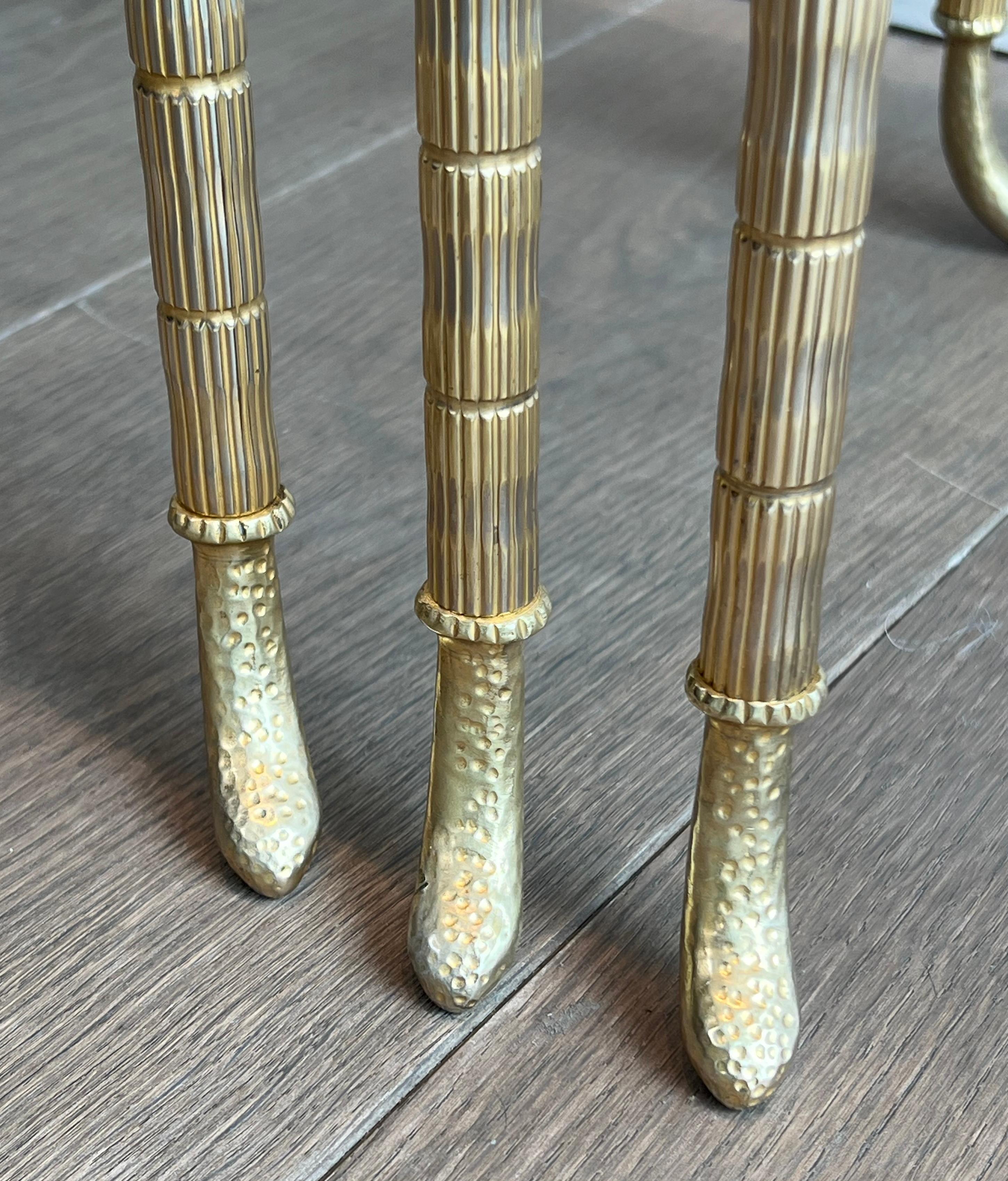 3er-Set Nischentische in Nickel & Gold mit grüner Marmorplatte von Maison Jansen im Angebot 10