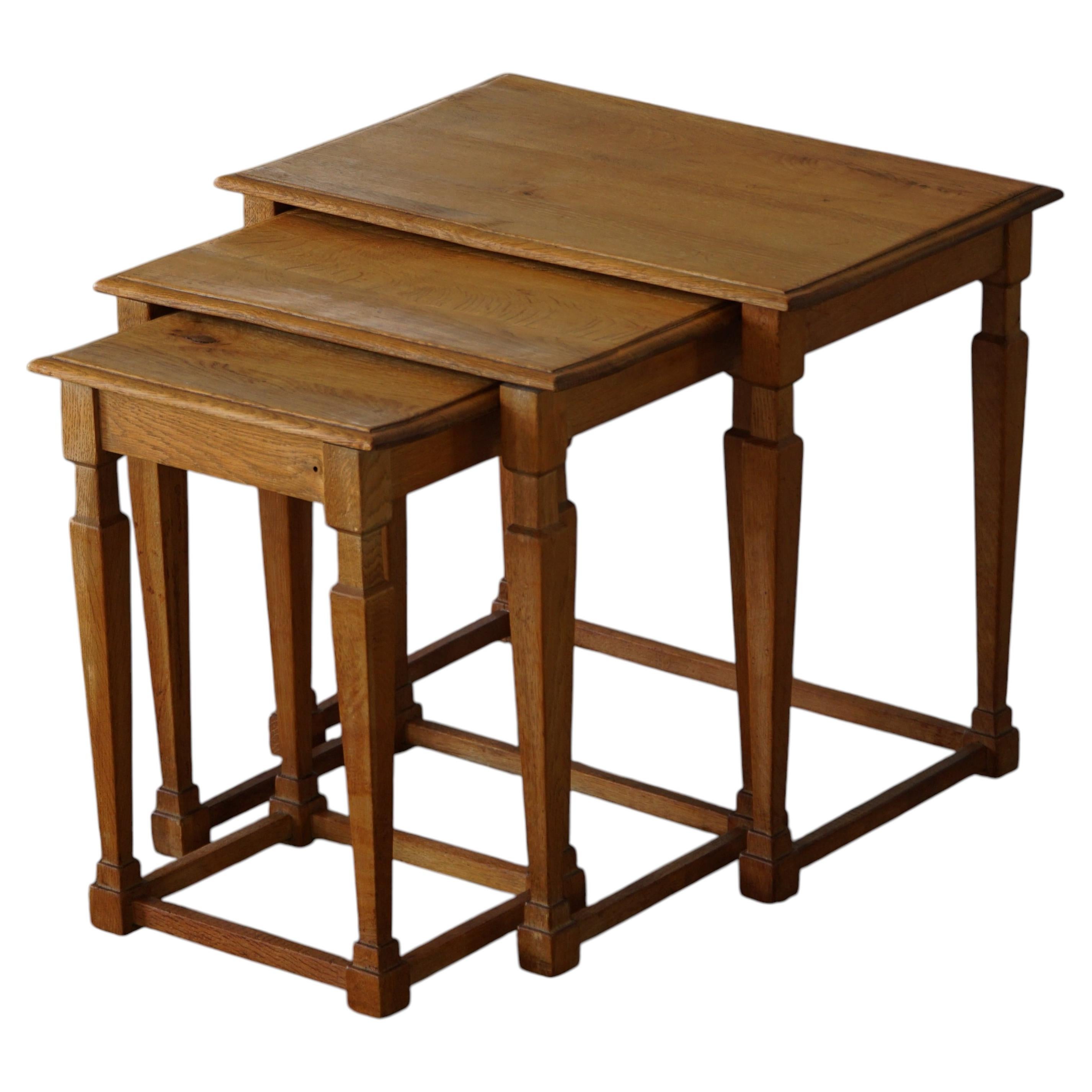 Set of 3 Nesting Tables in Oak Made by a Danish Cabinetmaker, Mid Century, 1960s