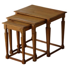 Set of 3 Nesting Tables in Oak Made by a Danish Cabinetmaker, Mid Century, 1960s