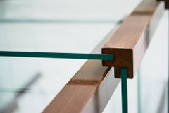 Set of 3 nesting tables in tempered glass and rosewood, Gallotti