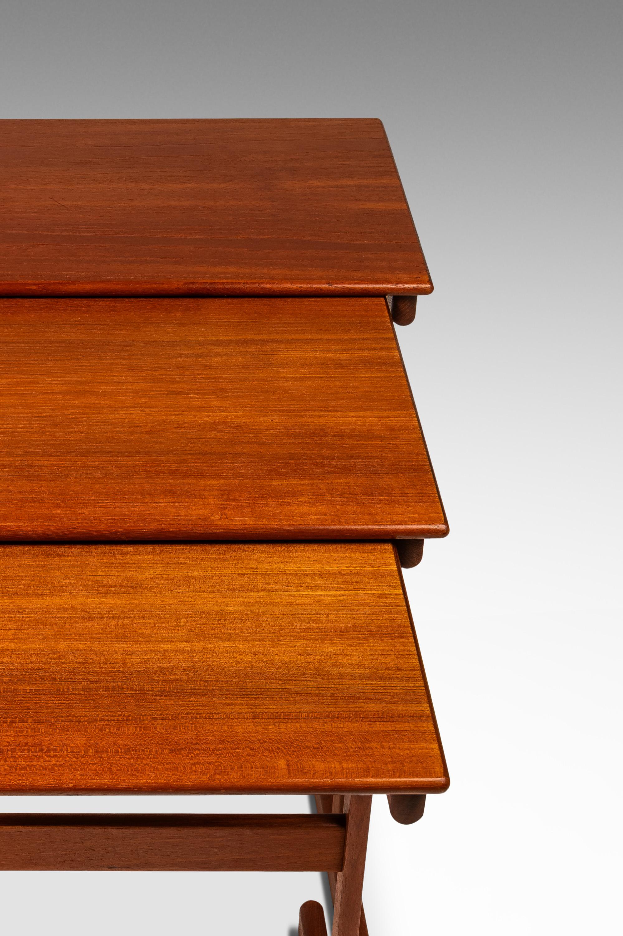 Set of 3 Nesting Tables, Kai Kristiansen, Vildbjerg Møbelfabrik, Denmark, 1960s For Sale 5