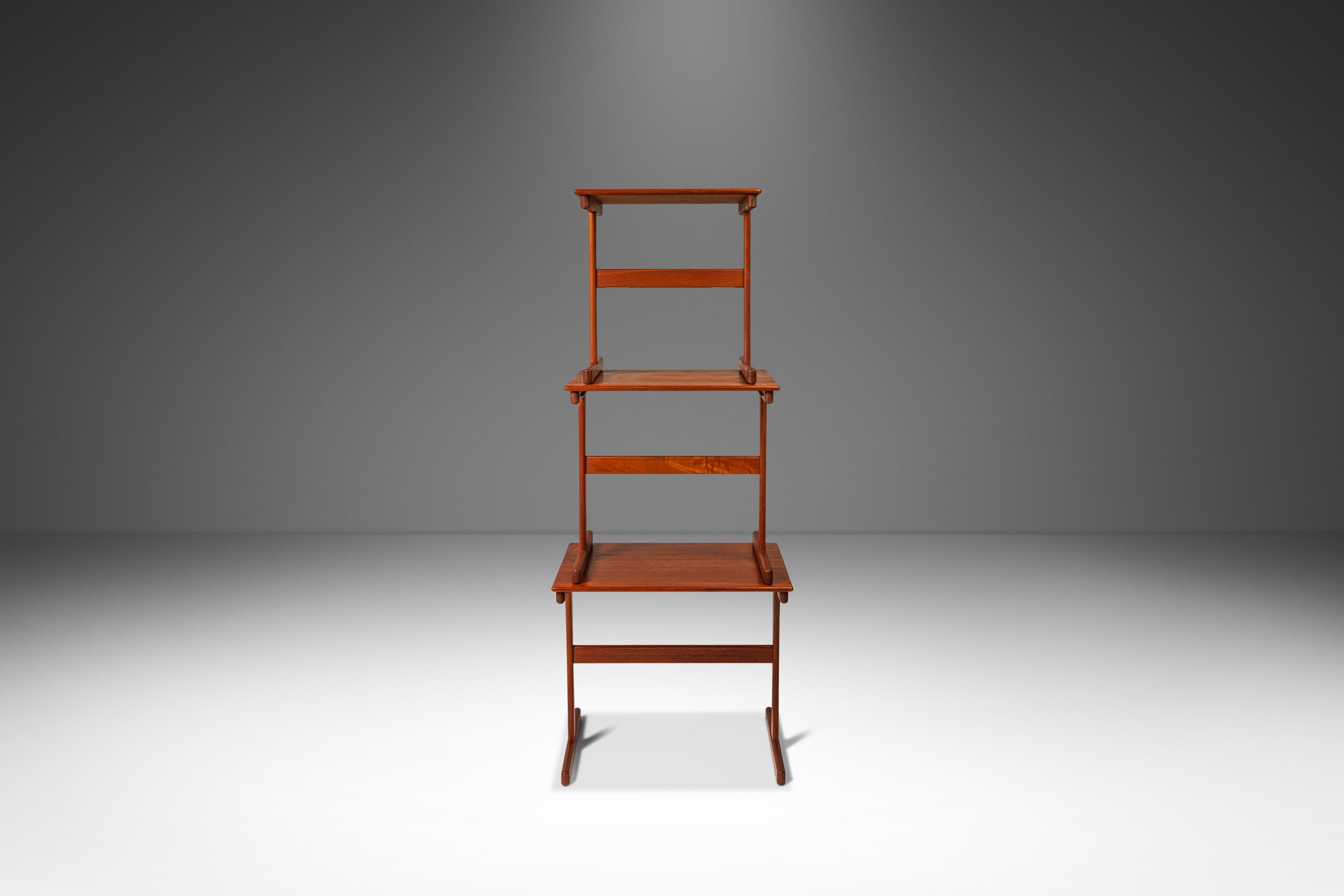Teak Set of 3 Nesting Tables, Kai Kristiansen, Vildbjerg Møbelfabrik, Denmark, 1960s For Sale
