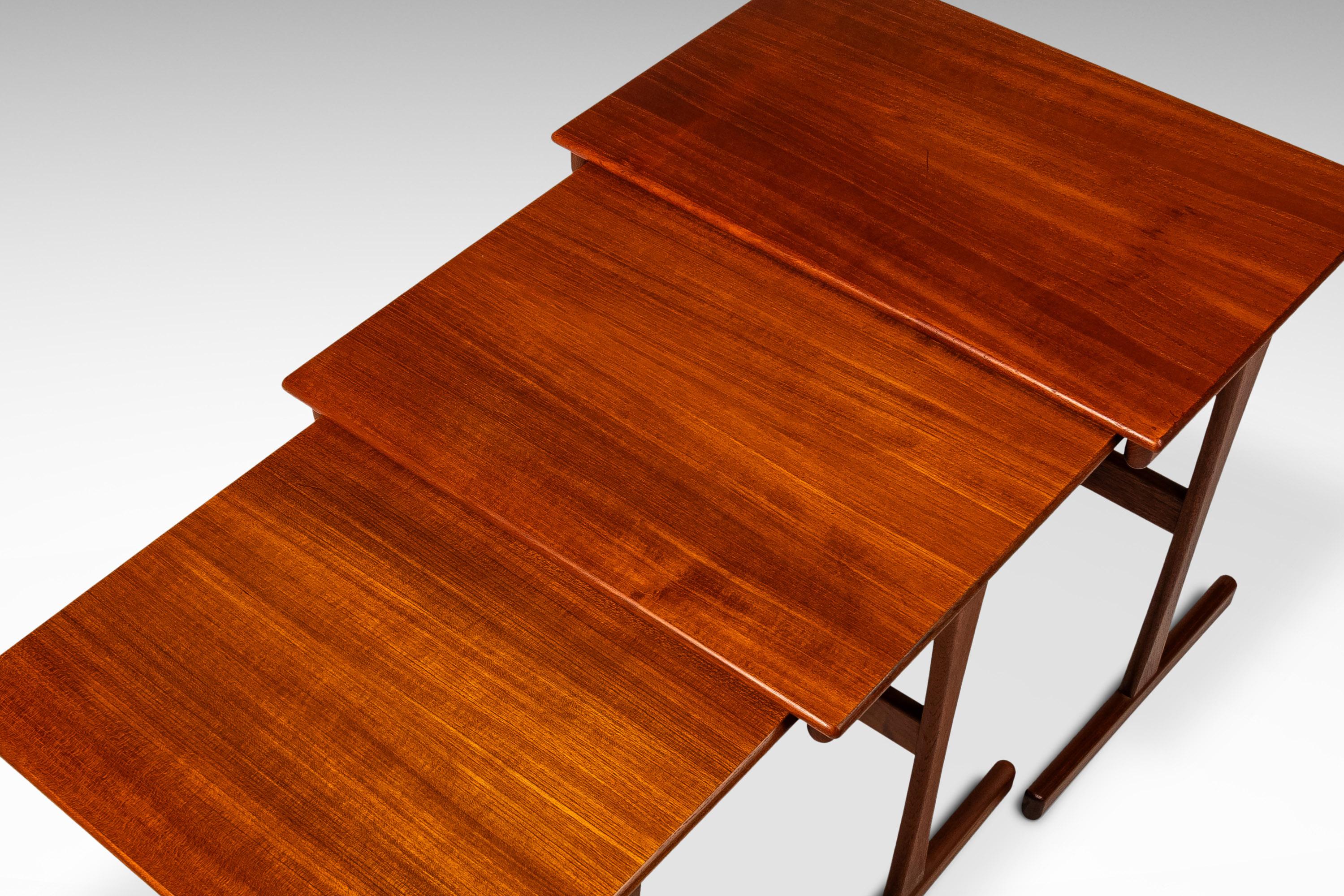 Set of 3 Nesting Tables, Kai Kristiansen, Vildbjerg Møbelfabrik, Denmark, 1960s For Sale 1
