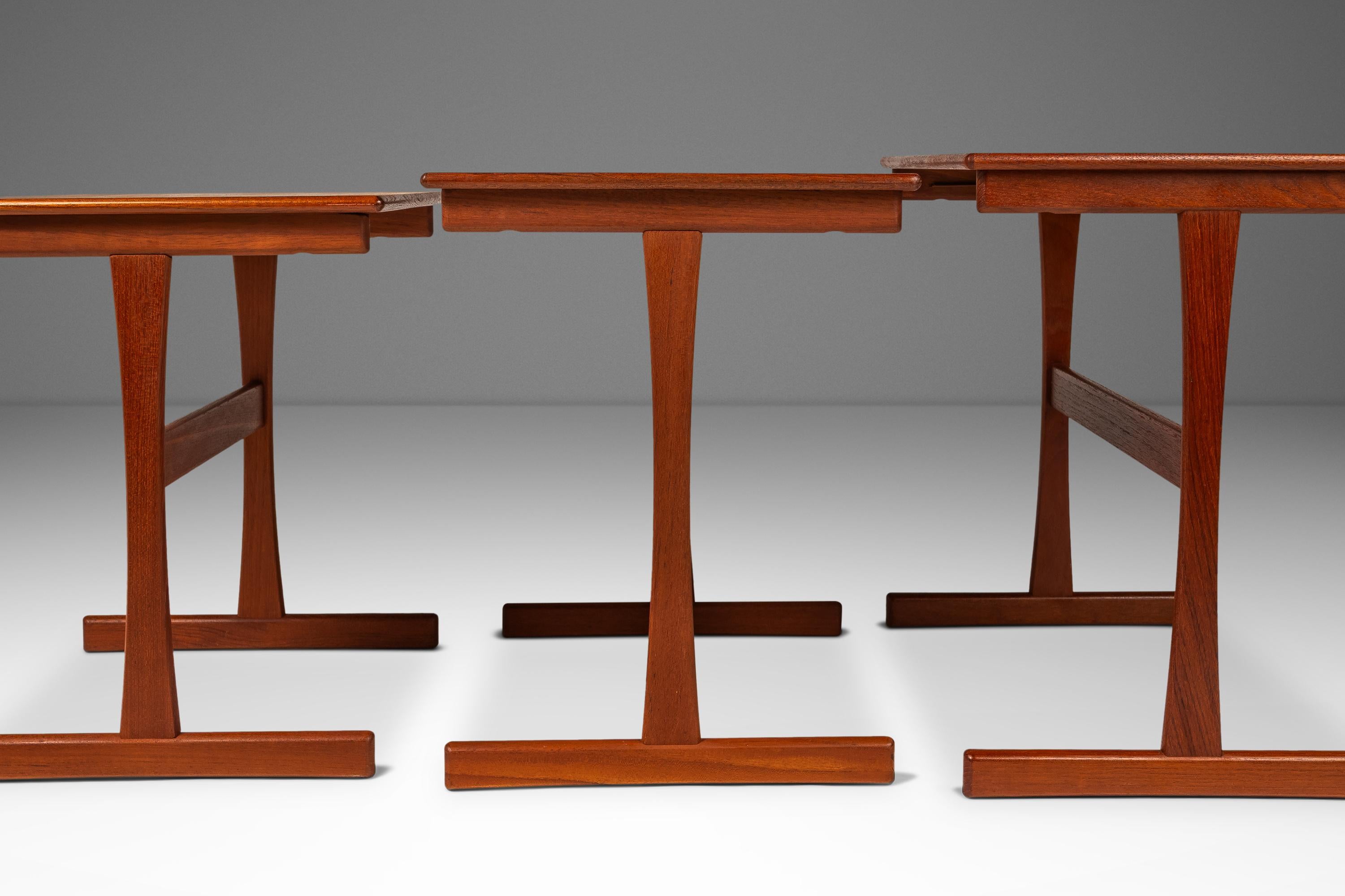 Set of 3 Nesting Tables, Kai Kristiansen, Vildbjerg Møbelfabrik, Denmark, 1960s For Sale 2