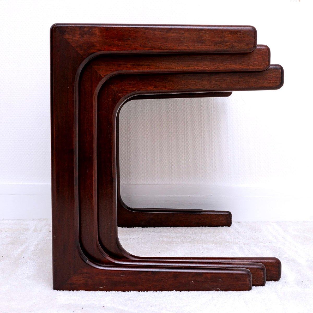 20th Century Set Of 3 Nesting Tables Manufacturing Salin - Nyborg Denmark - XXth For Sale