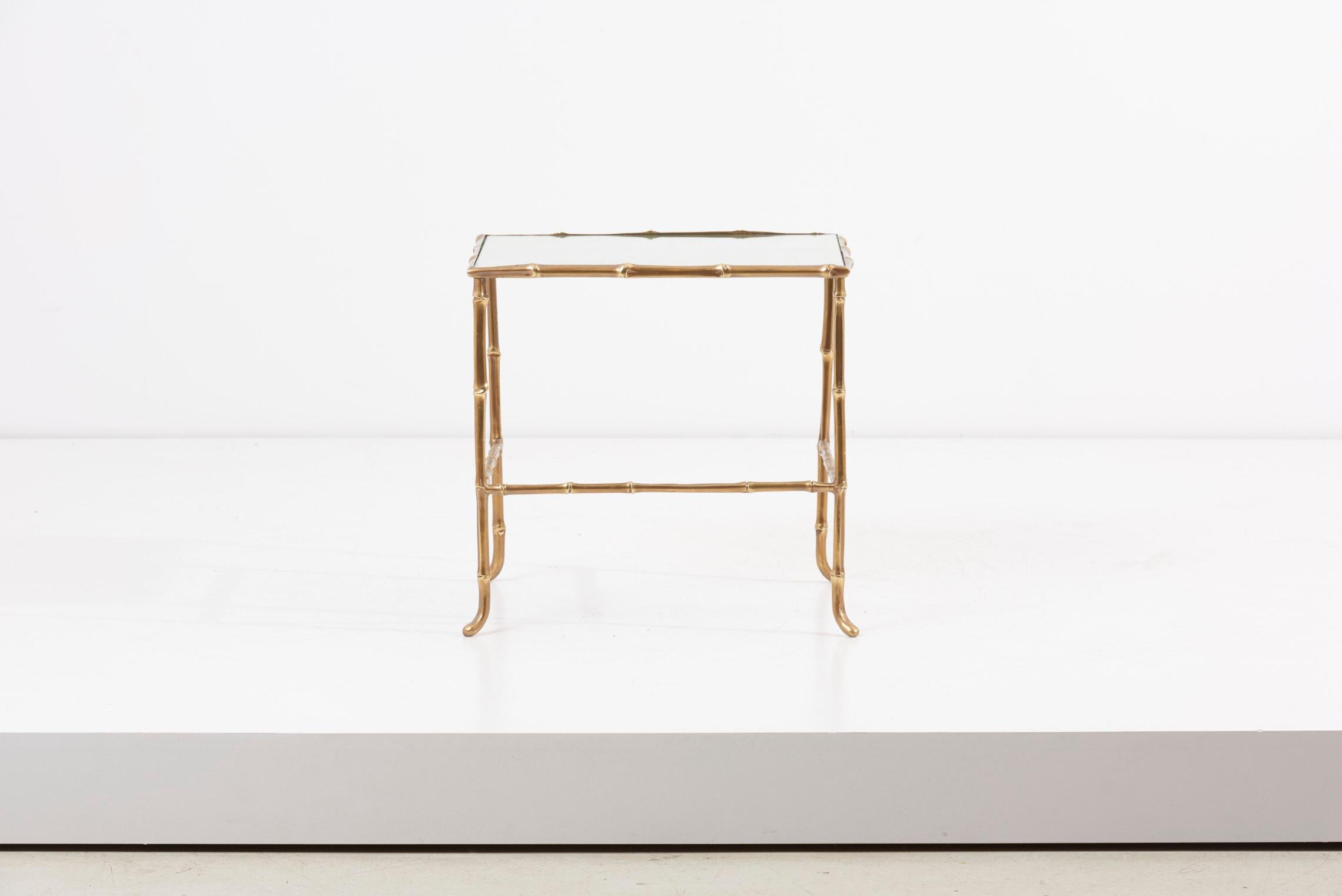 20th Century Set of 3 Nesting Tables with Mirrors by Maison Baguès, France For Sale