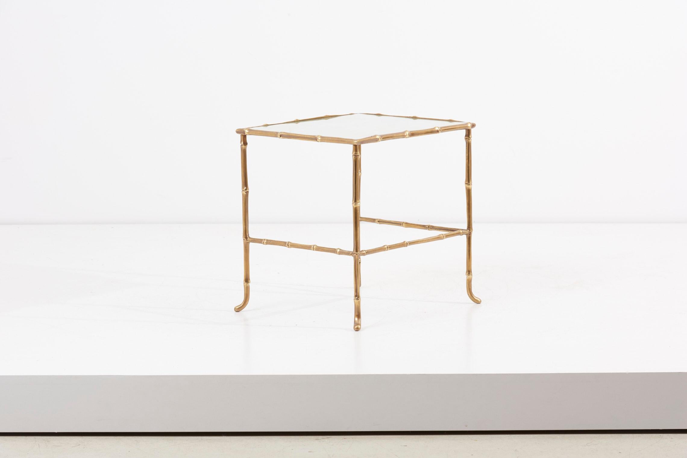 Bronze Set of 3 Nesting Tables with Mirrors by Maison Baguès, France For Sale