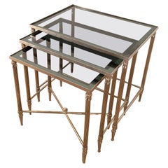 Set of 3 Nickel Nesting Tables, Circa 1960