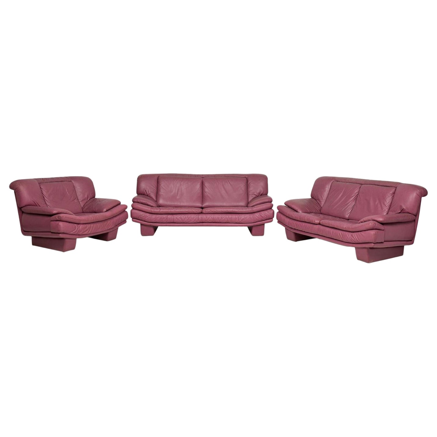 Set of 3 Nicoletti Salotti for Interline Italia c. 1980
s Leather Sectional Sofa For Sale