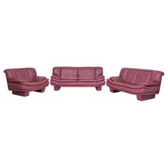 Set of 3 Nicoletti Salotti for Interline Italia c. 1980's Leather Sectional Sofa