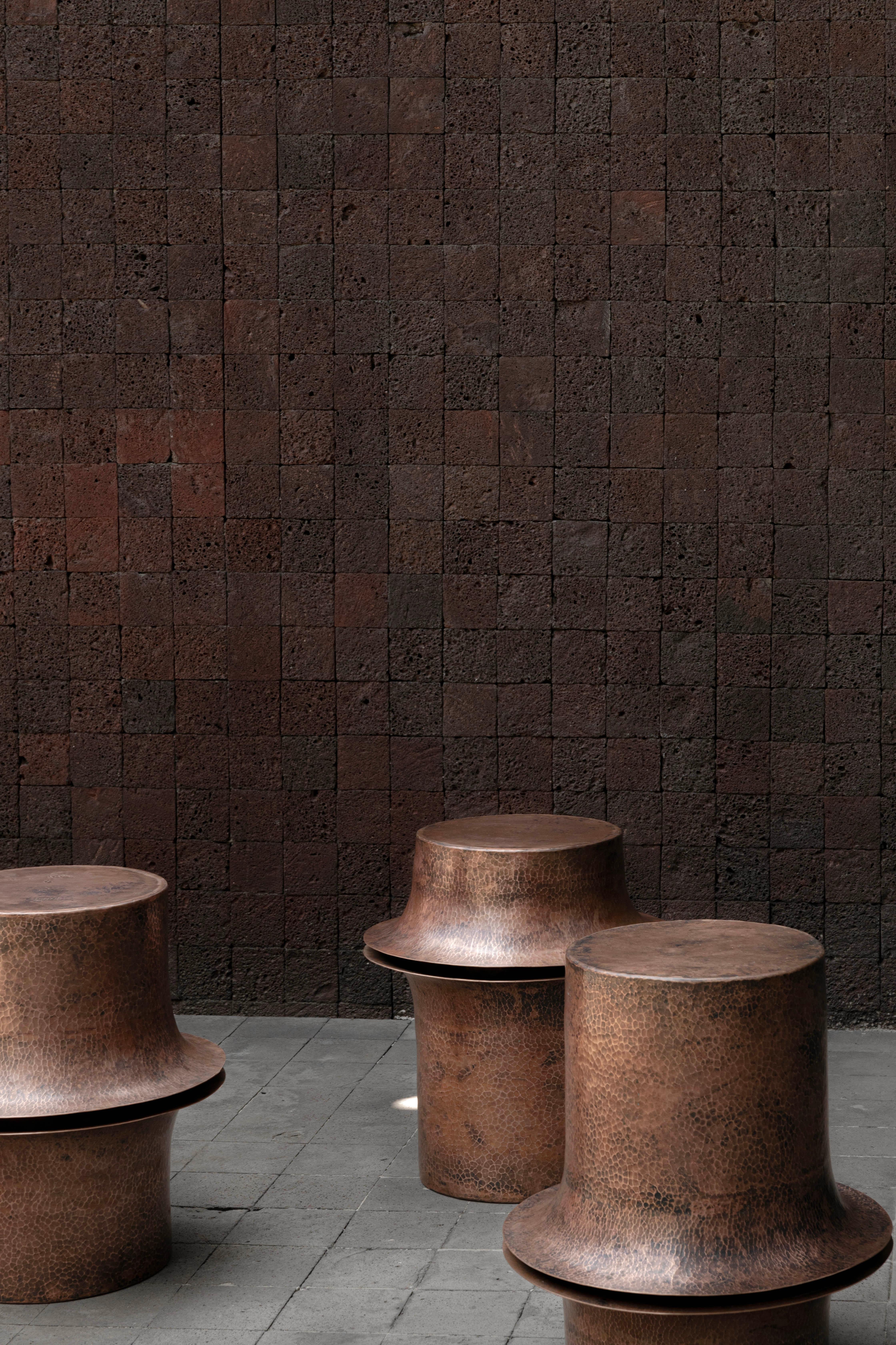 Post-Modern Set Of 3 OBJ-06 Copper Side Tables by Manu Bano For Sale