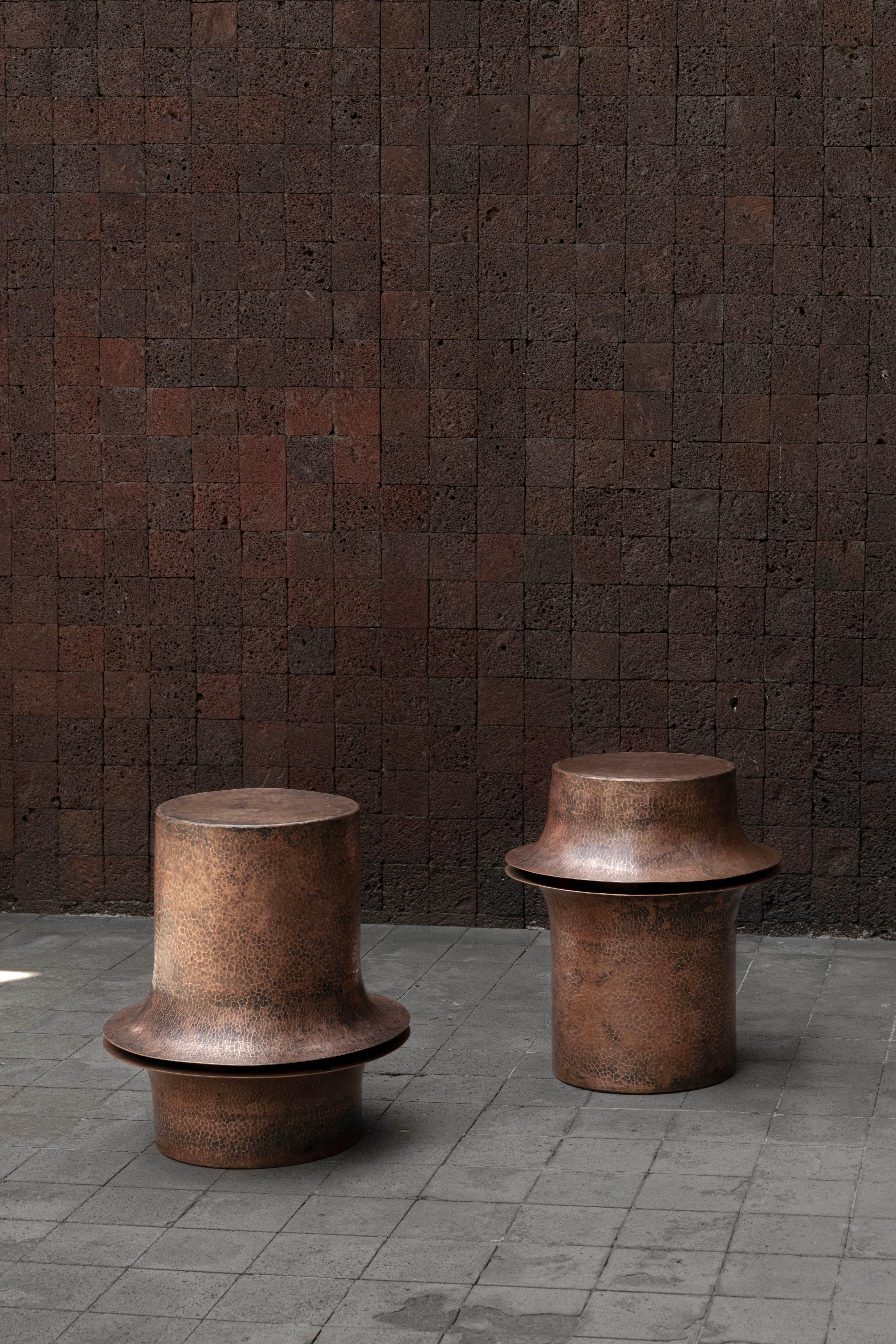 Mexican Set Of 3 OBJ-06 Copper Side Tables by Manu Bano For Sale