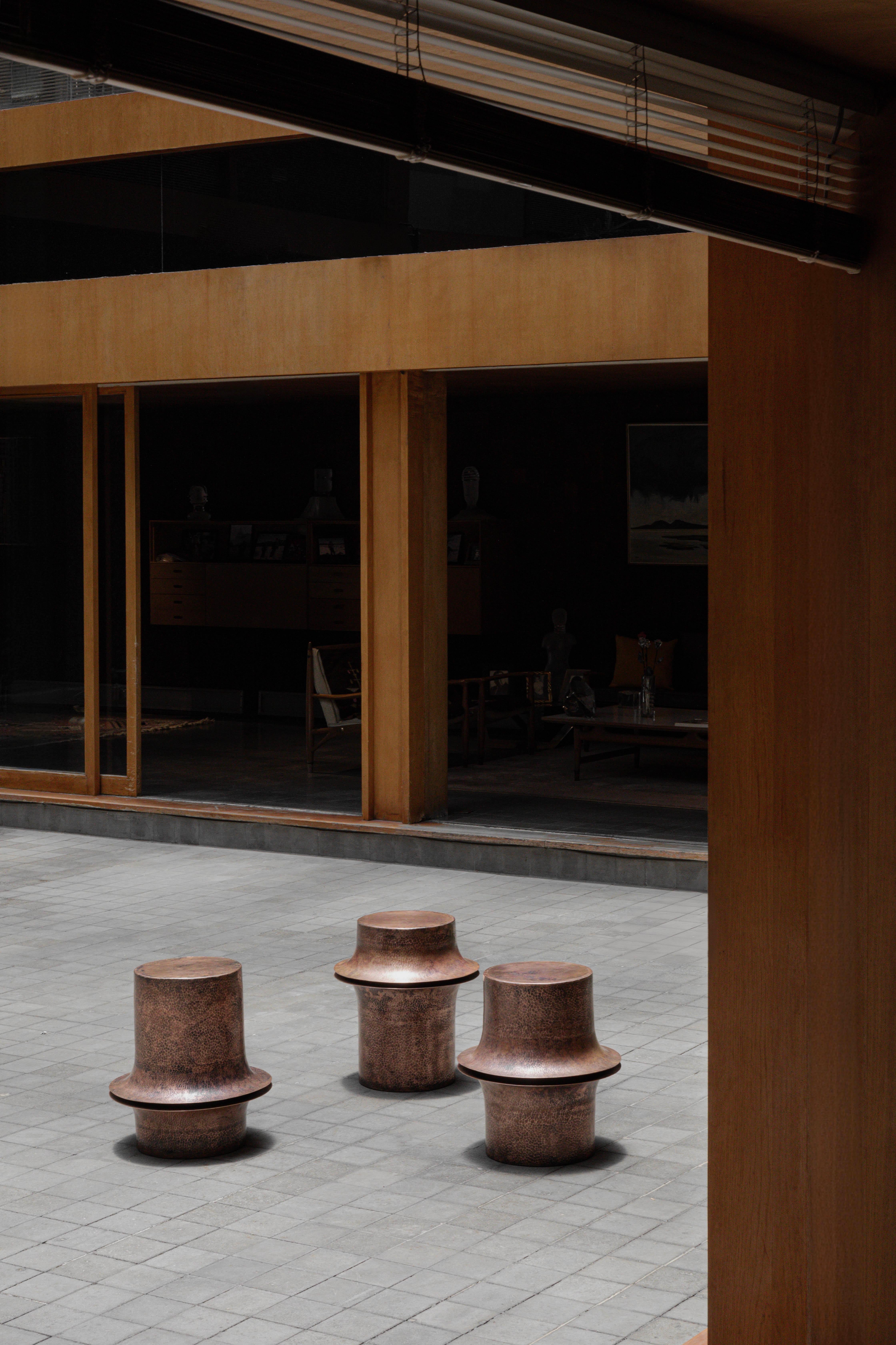 Set Of 3 OBJ-06 Copper Side Tables by Manu Bano For Sale 2