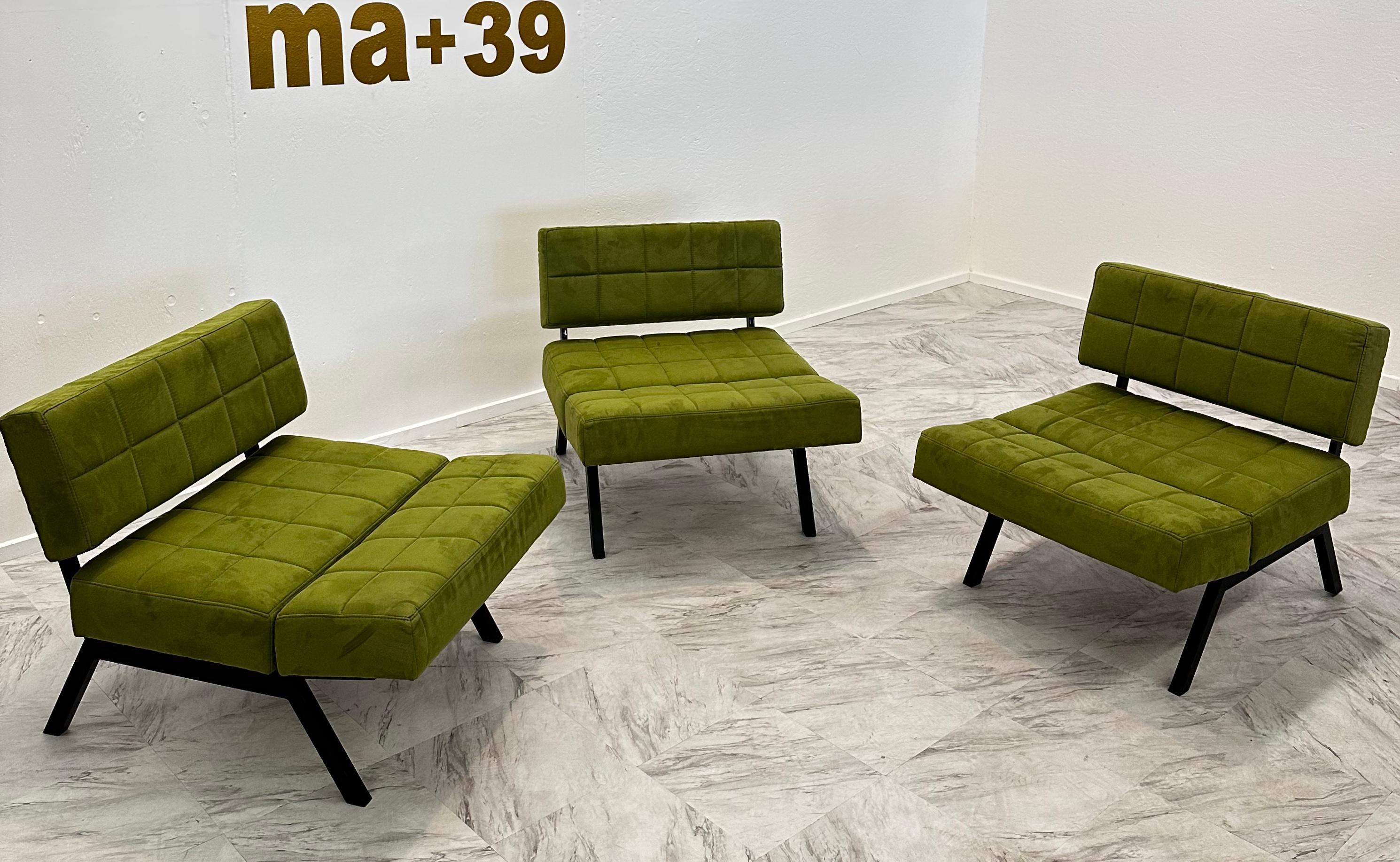 Italian Set of 3 of ‘Panchetto’ Reclining Chairs by Rito Valla for IPE, Italy 1960s For Sale
