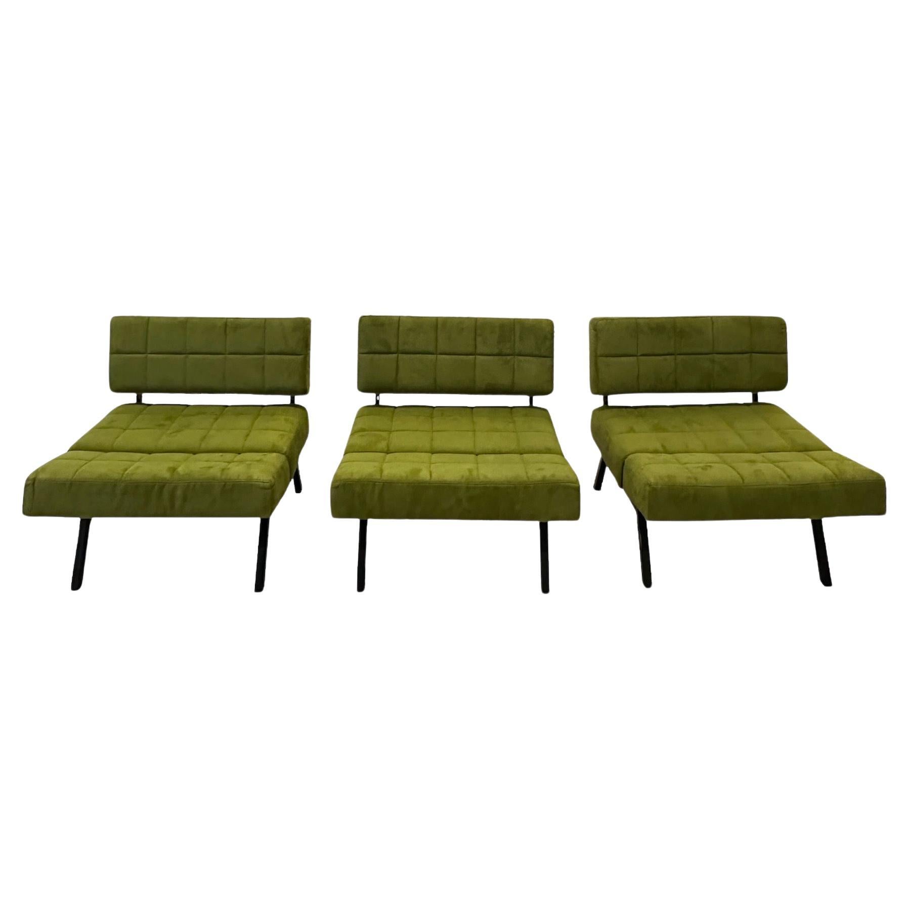 Set of 3 of ‘Panchetto’ Reclining Chairs by Rito Valla for IPE, Italy 1960s