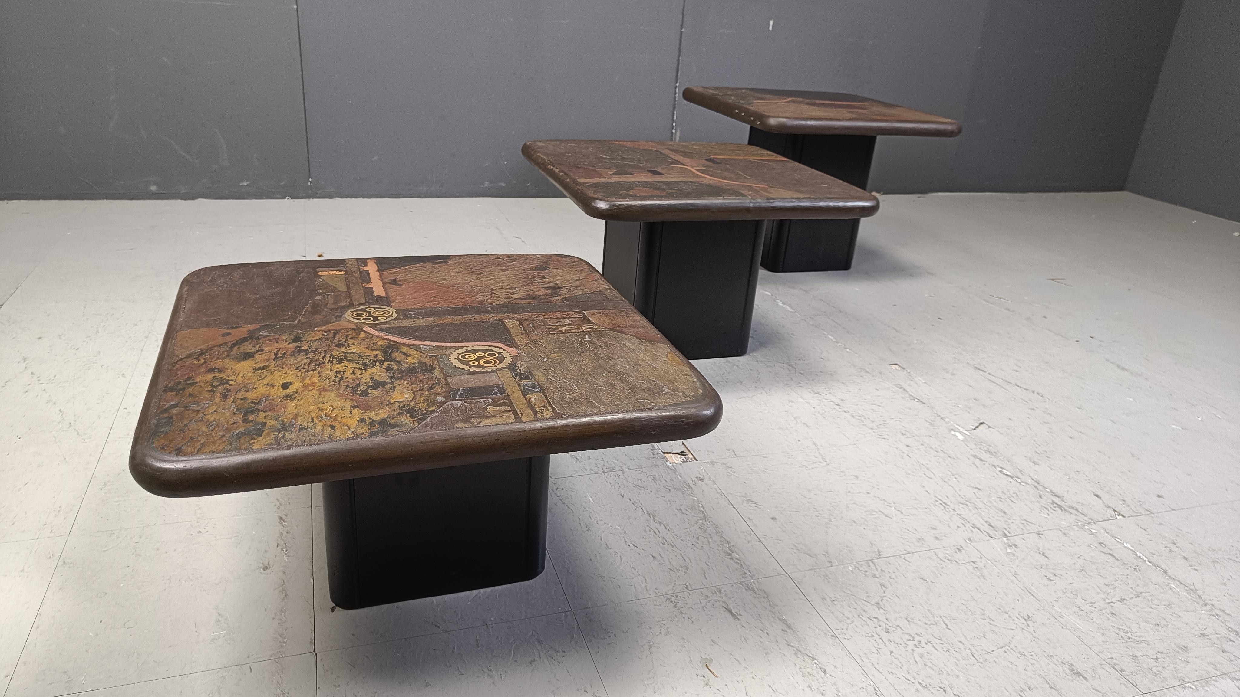 Set of 3 of vintage side tables by Paul Kingma for C. Kneip, 1990 3
