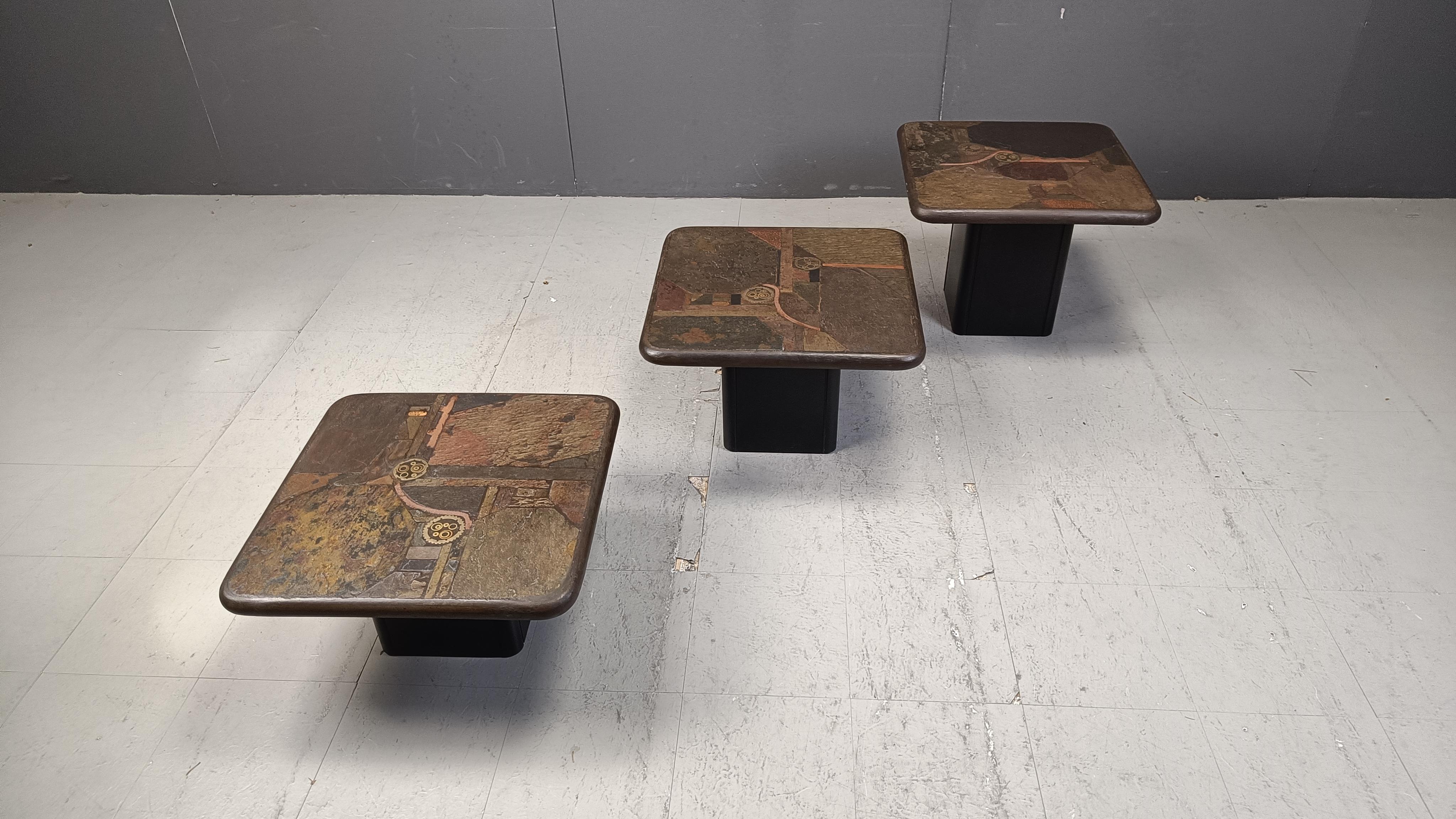 Set of 3 of vintage side tables by Paul Kingma for C. Kneip, 1990 4