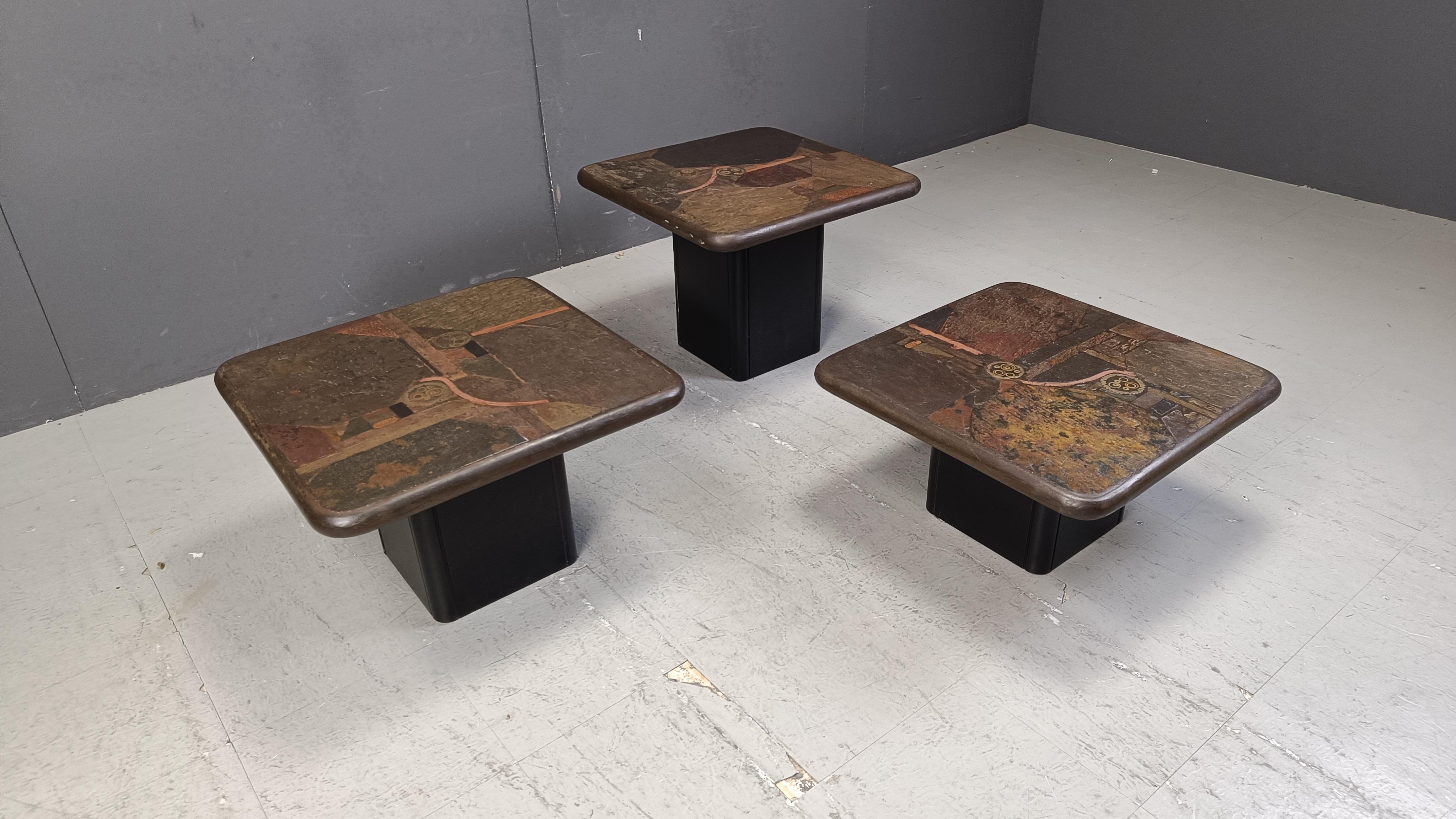 Late 20th Century Set of 3 of vintage side tables by Paul Kingma for C. Kneip, 1990