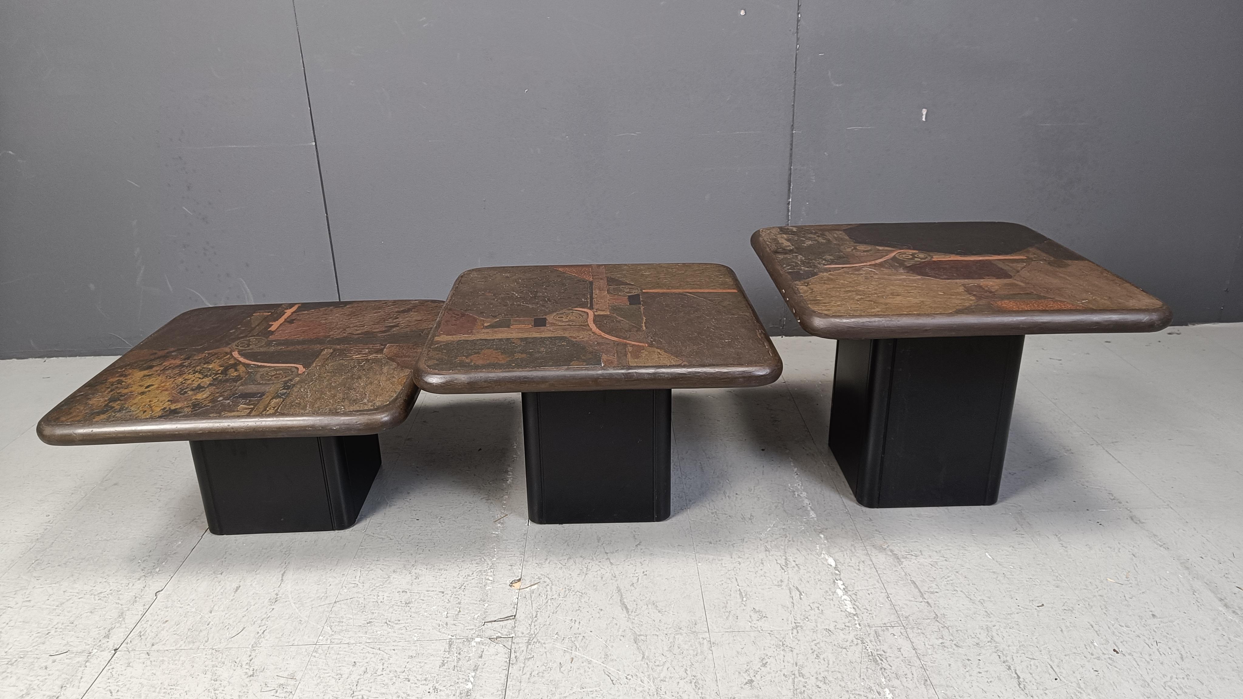 Set of 3 of vintage side tables by Paul Kingma for C. Kneip, 1990 1