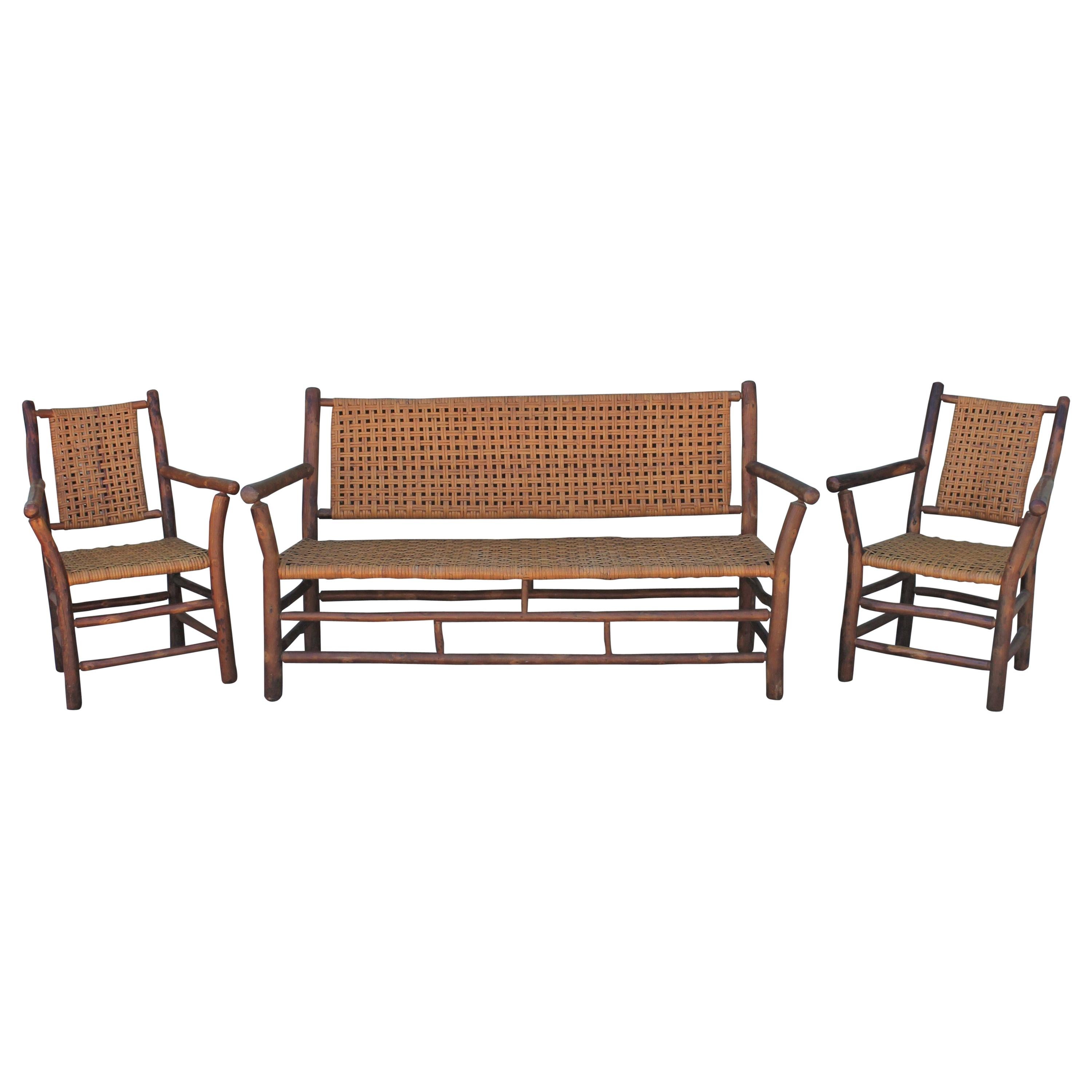Set of 3 Old Hickory Furniture Co. Settee and Chairs