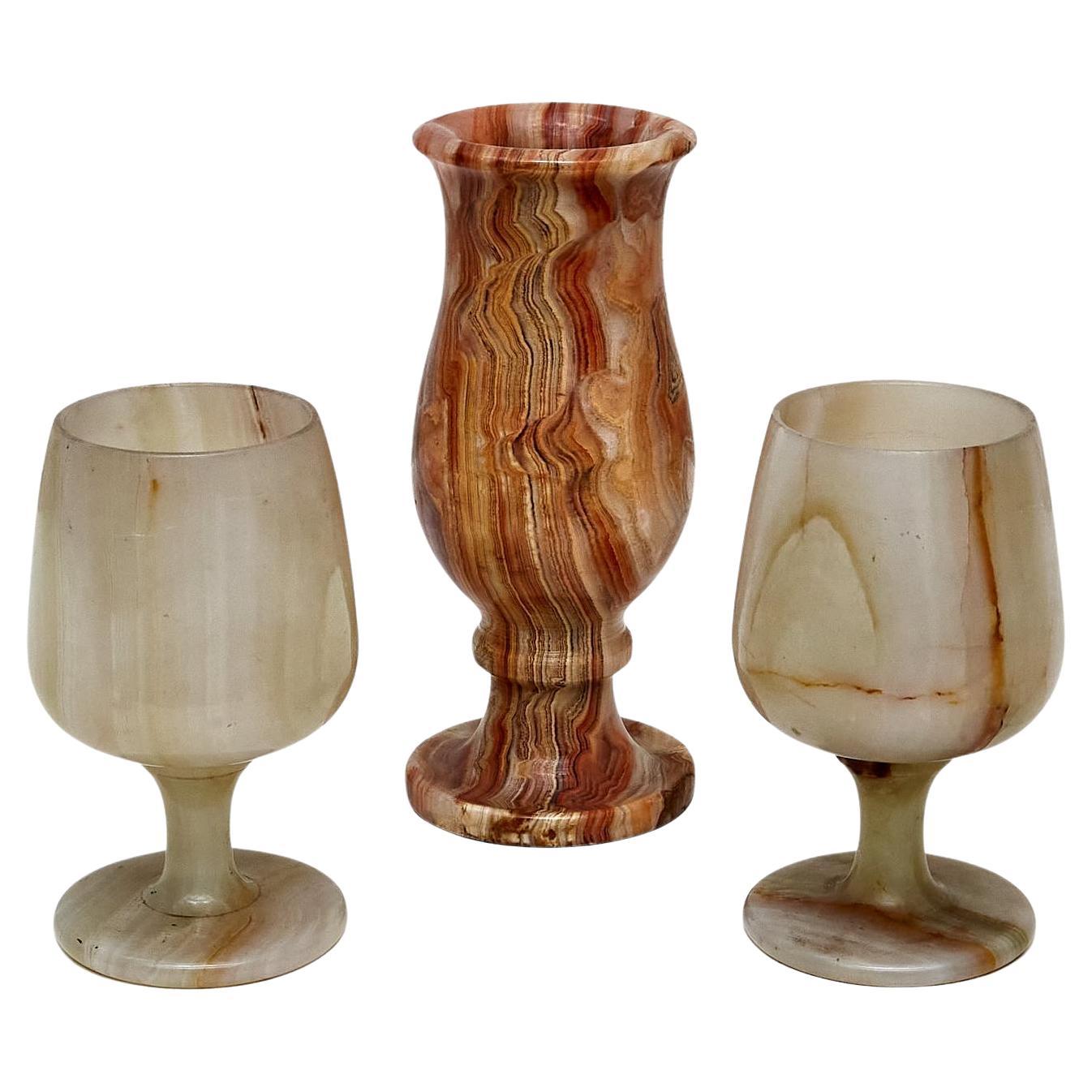 Set of 3 Onix Cup, circa 1940 For Sale