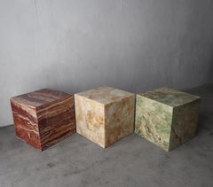 Set of 3 Onyx Cube Tables, Varied Colors