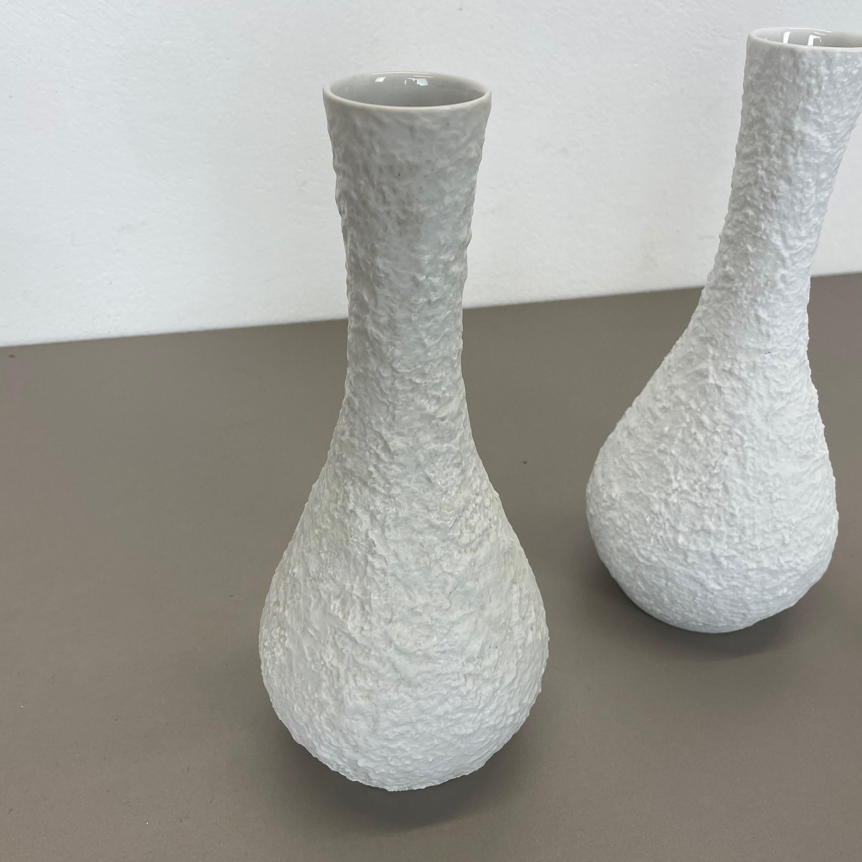Set of 3 OP Art Biscuit Porcelain Vases by Edelstein Bavaria, Germany, 1970s For Sale 4