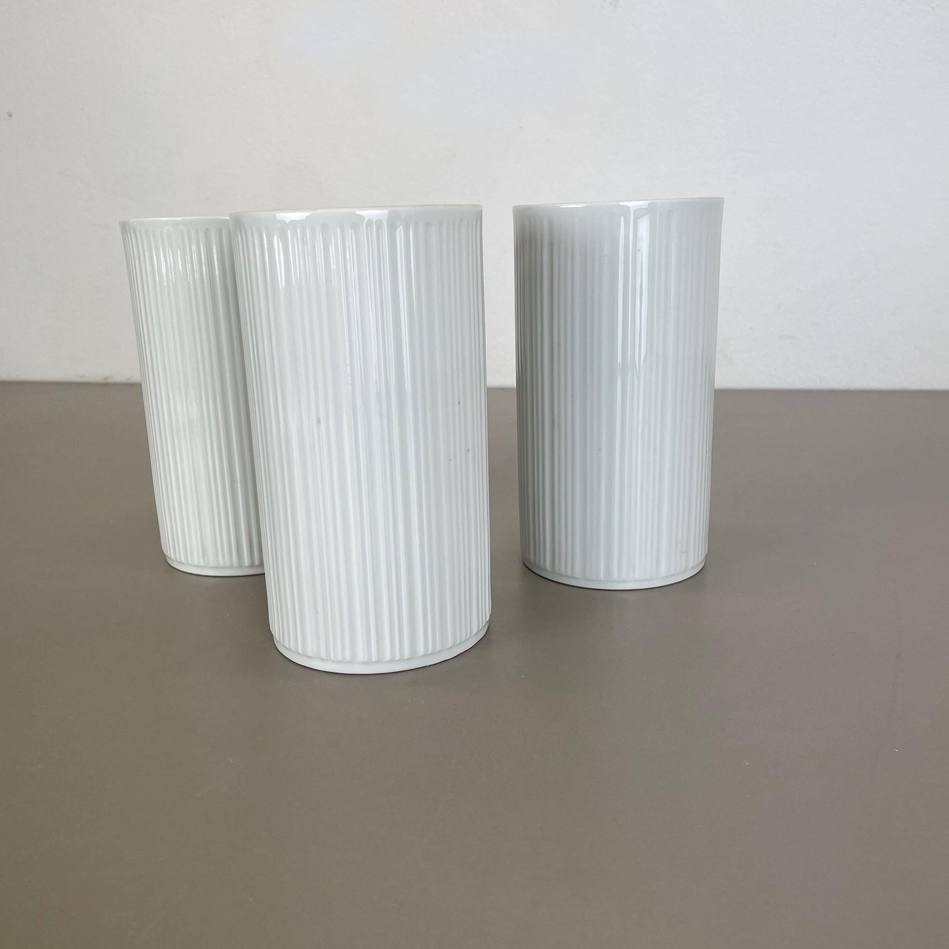 Set of 3 OP Art Porcelain Vases by Melitta Minden, Germany, 1970s For Sale 5