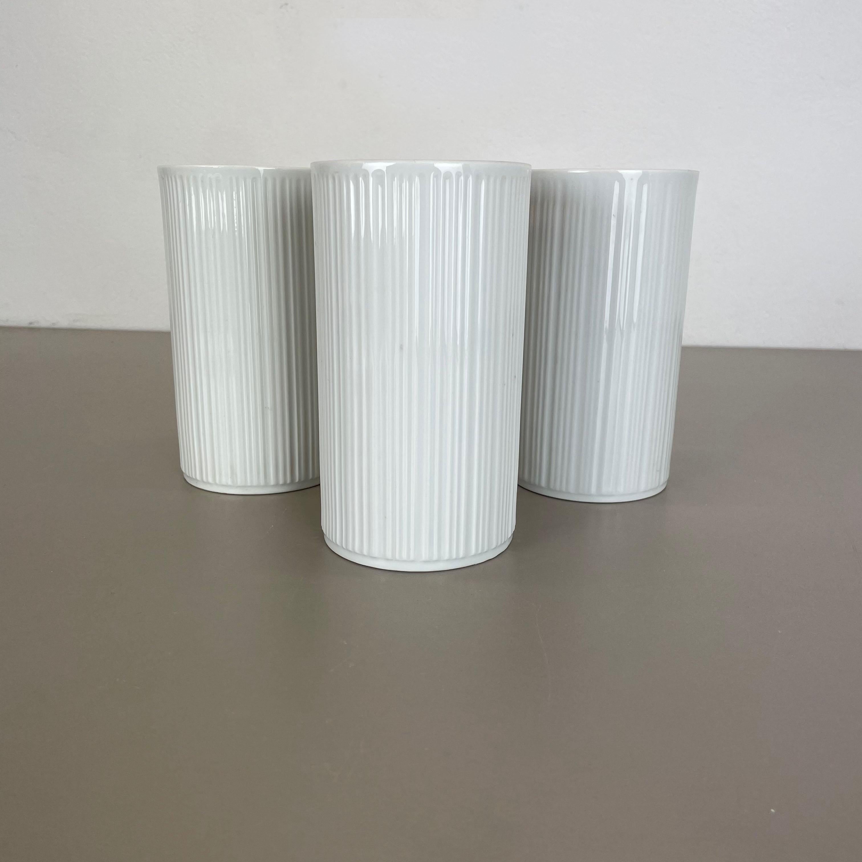 Set of 3 OP Art Porcelain Vases by Melitta Minden, Germany, 1970s For Sale 6