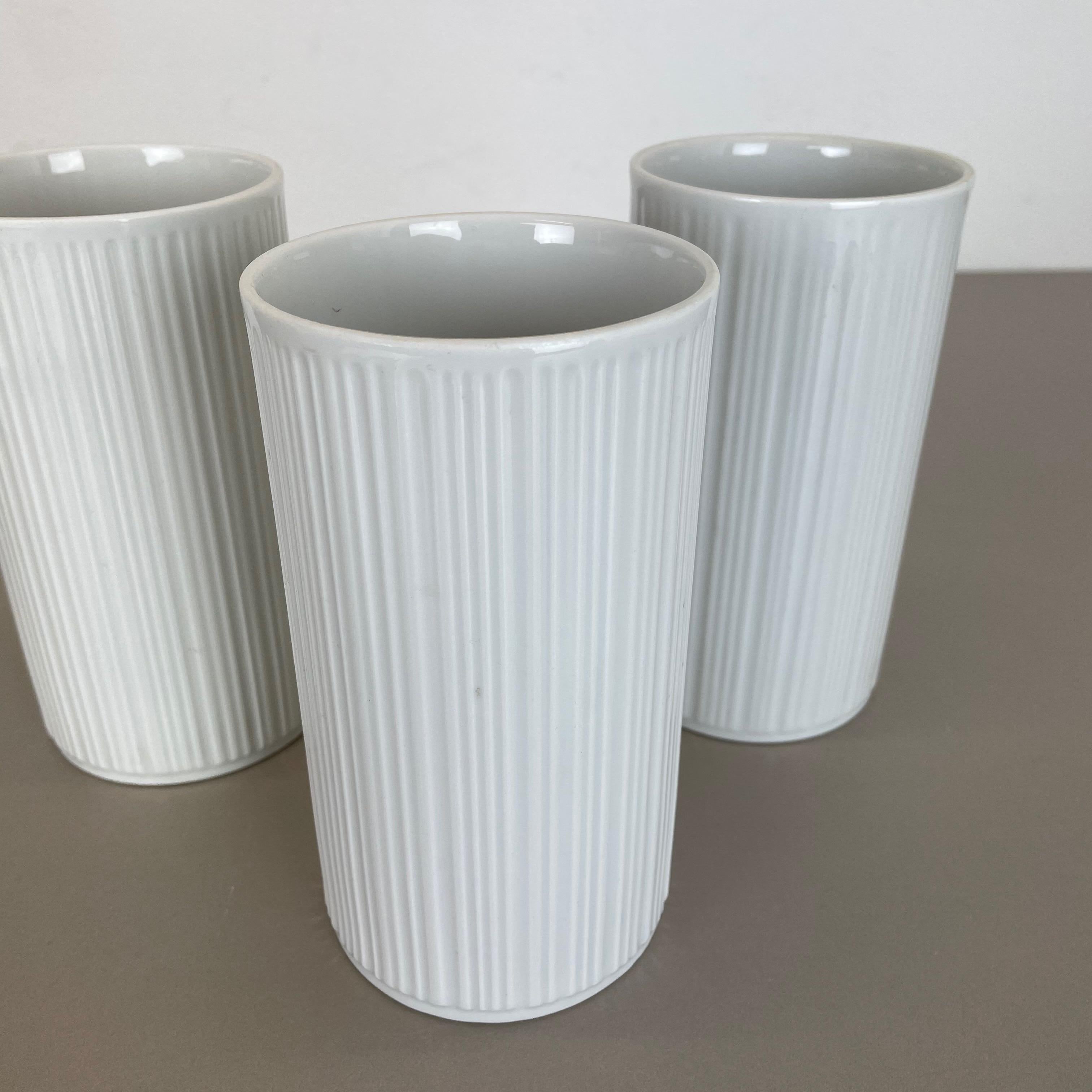 Set of 3 OP Art Porcelain Vases by Melitta Minden, Germany, 1970s For Sale 7