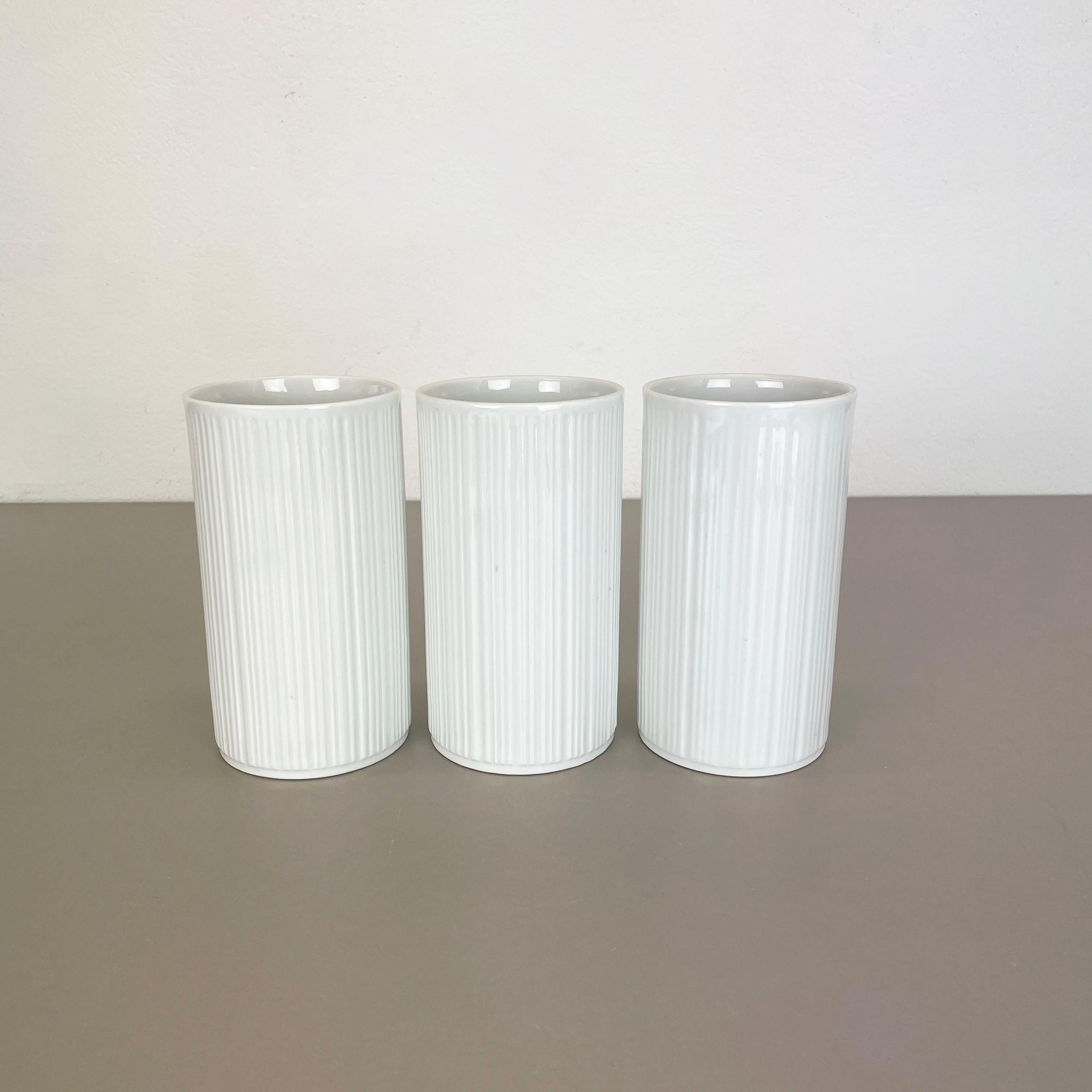 Set of 3 OP Art Porcelain Vases by Melitta Minden, Germany, 1970s For Sale 9