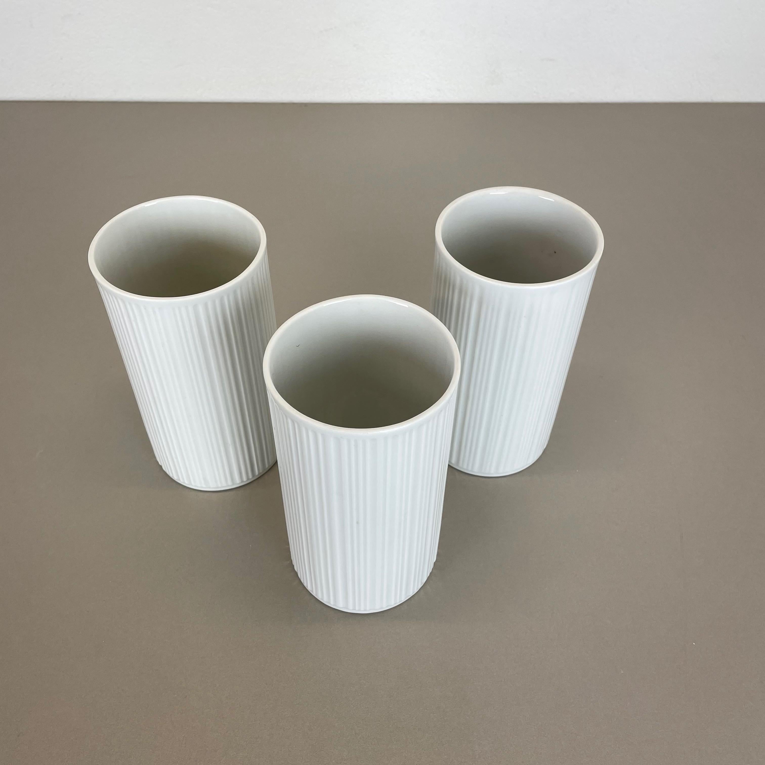 Set of 3 OP Art Porcelain Vases by Melitta Minden, Germany, 1970s For Sale 4