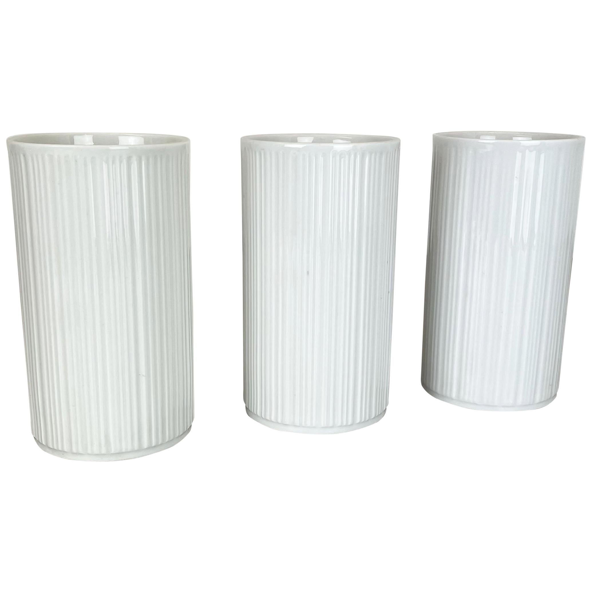 Set of 3 OP Art Porcelain Vases by Melitta Minden, Germany, 1970s For Sale