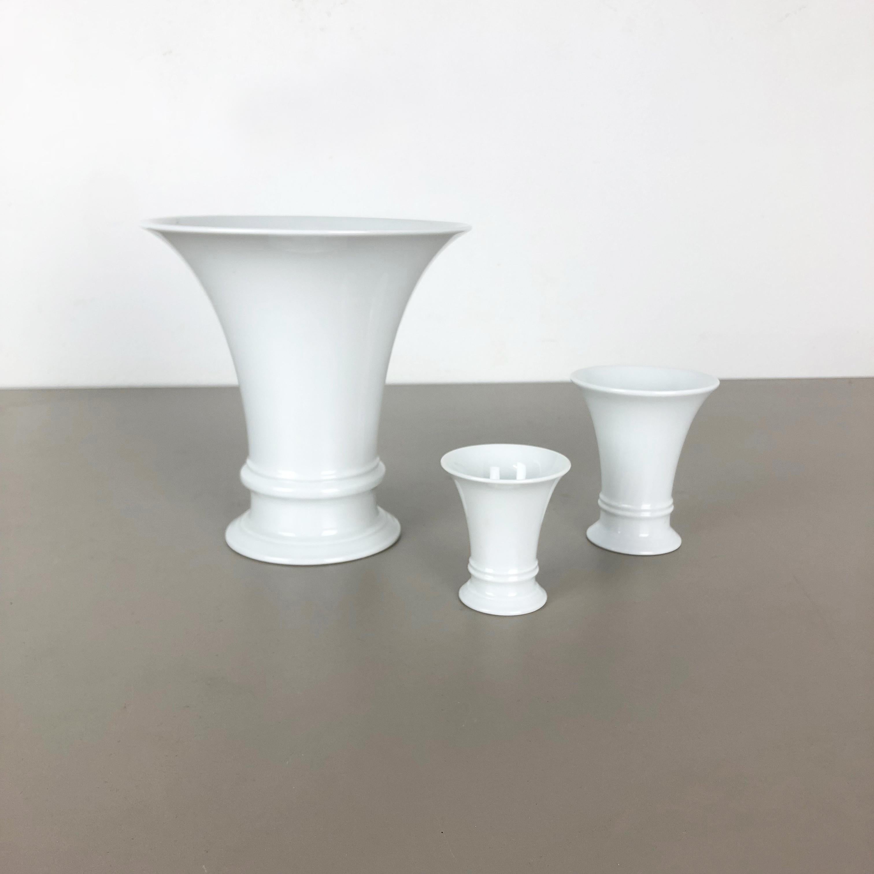 Mid-Century Modern Set of 3 Op Art Vase Porcelain German Vase by Fürstenberg Ceramics Germany 1970s For Sale