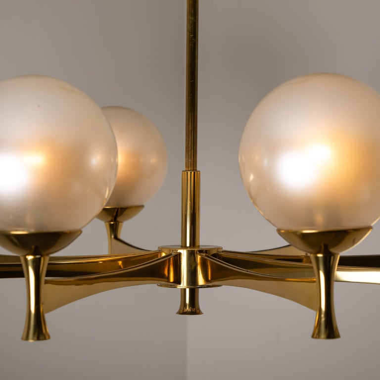 Set of 3 Opaline Brass Light Fixtures in the Style of ...