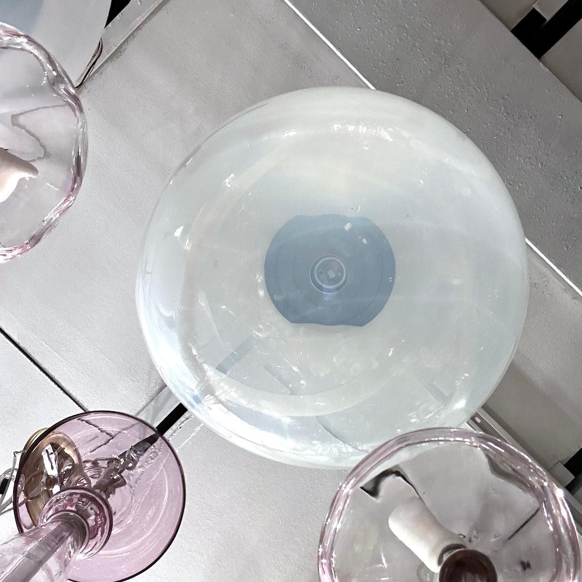 A set of three Italian circa 1960's blown glass opaline fixtures. Sold individually.

Measurements:
Drop: 17