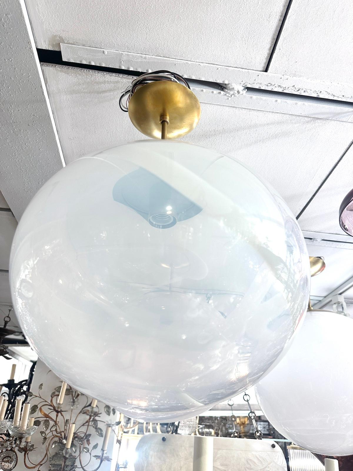 Set of 3 Opaline Glass Light Fixtures, Sold Individually In Good Condition For Sale In New York, NY
