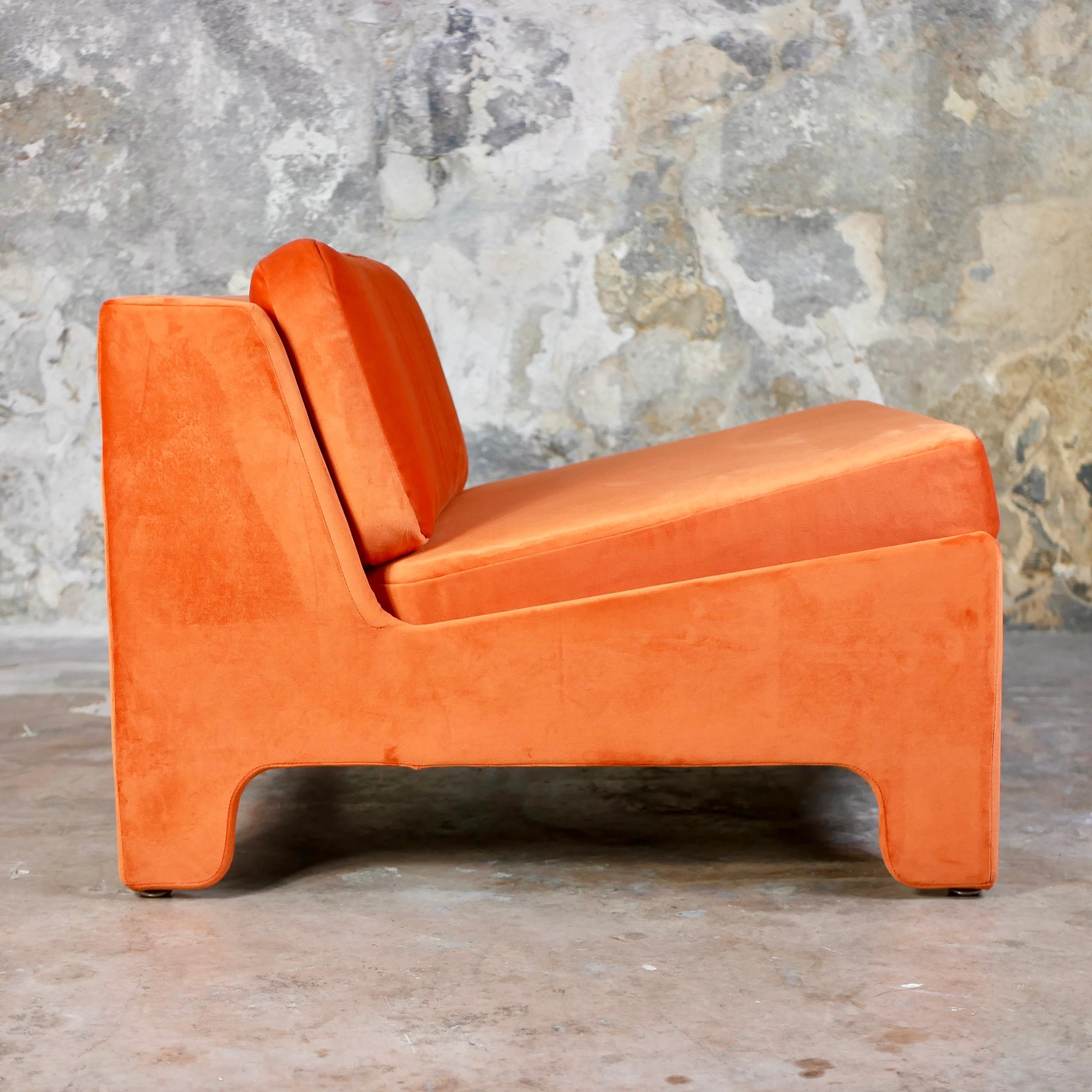 Set of 3 orange velvet armchairs by Beaufort, made in Belgium, 1970s 6