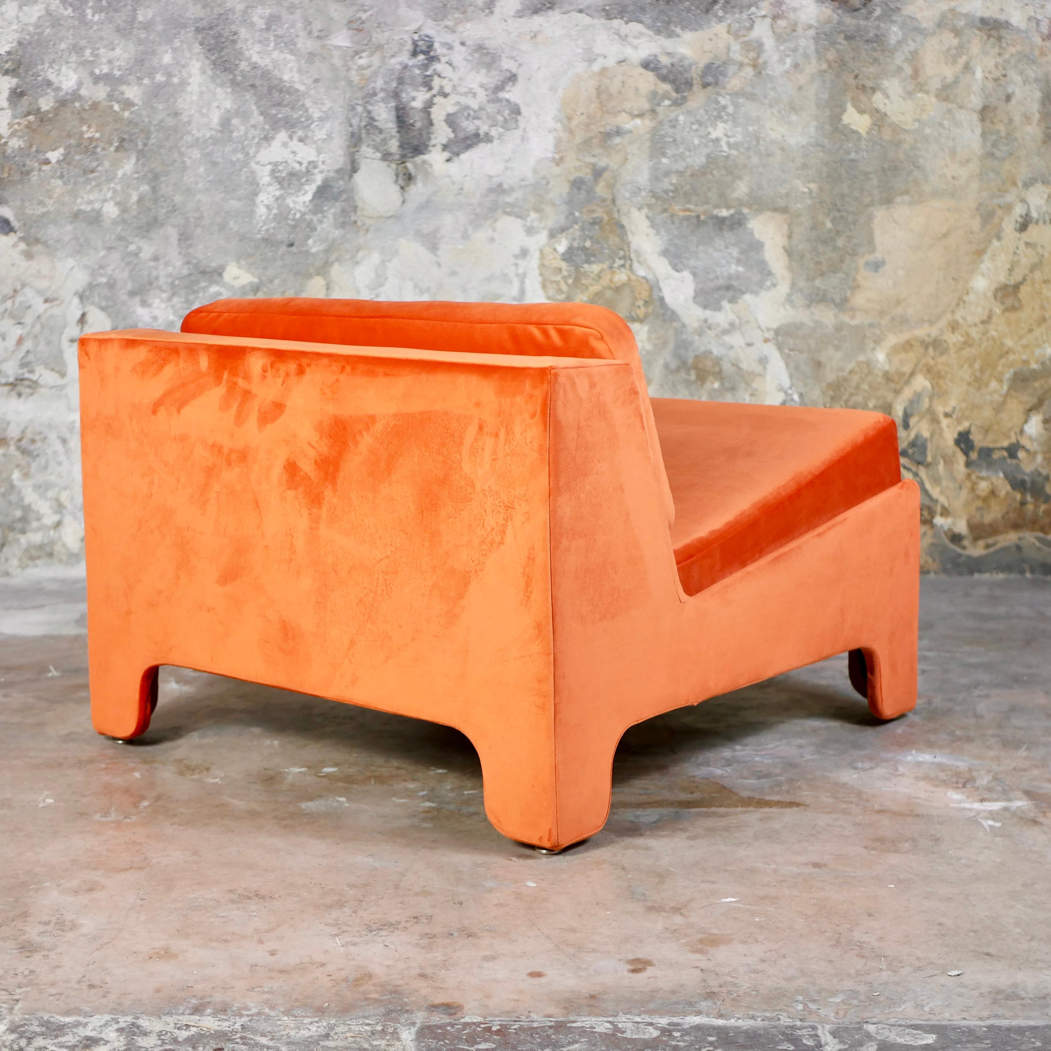 Set of 3 orange velvet armchairs by Beaufort, made in Belgium, 1970s 7