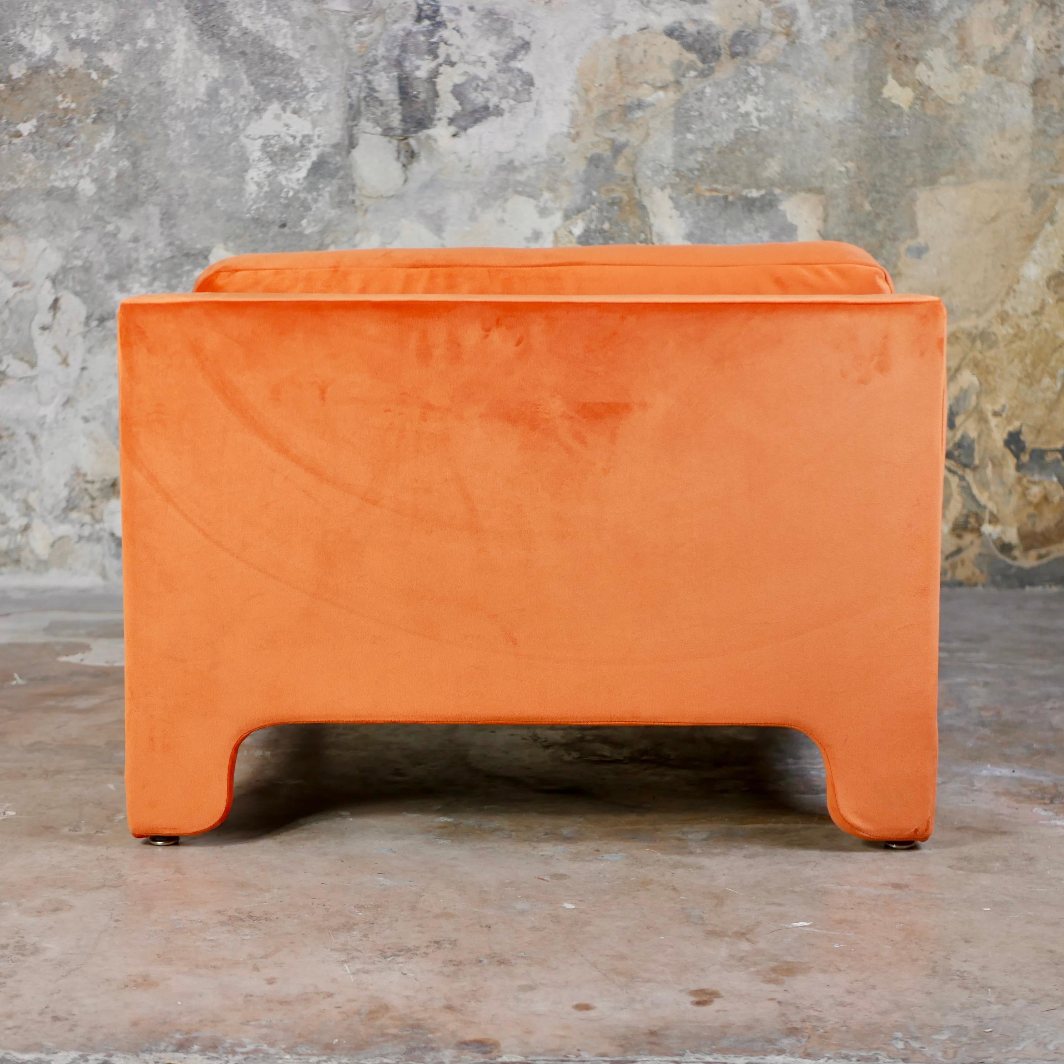 Set of 3 orange velvet armchairs by Beaufort, made in Belgium, 1970s 8