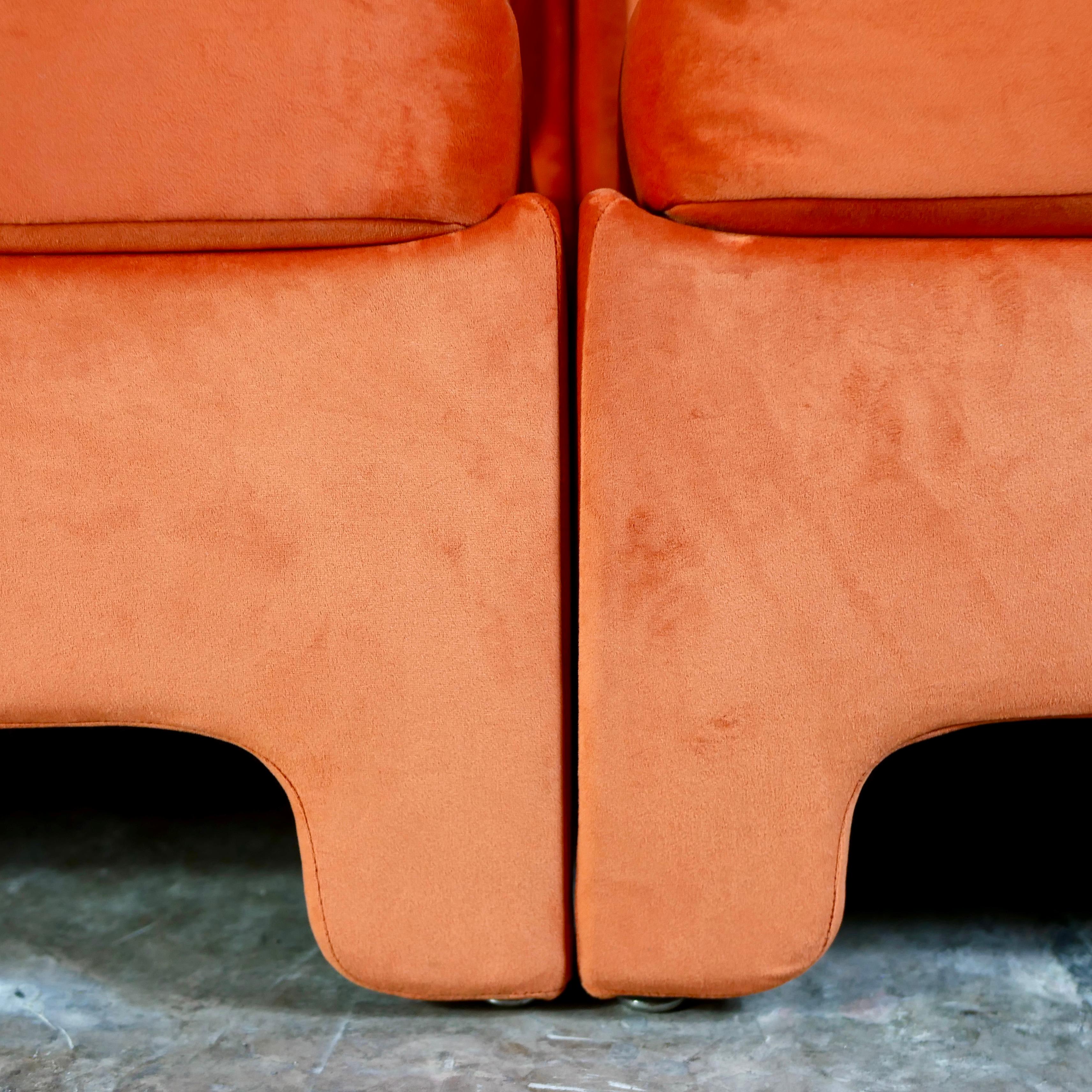 Set of 3 orange velvet armchairs by Beaufort, made in Belgium, 1970s 2