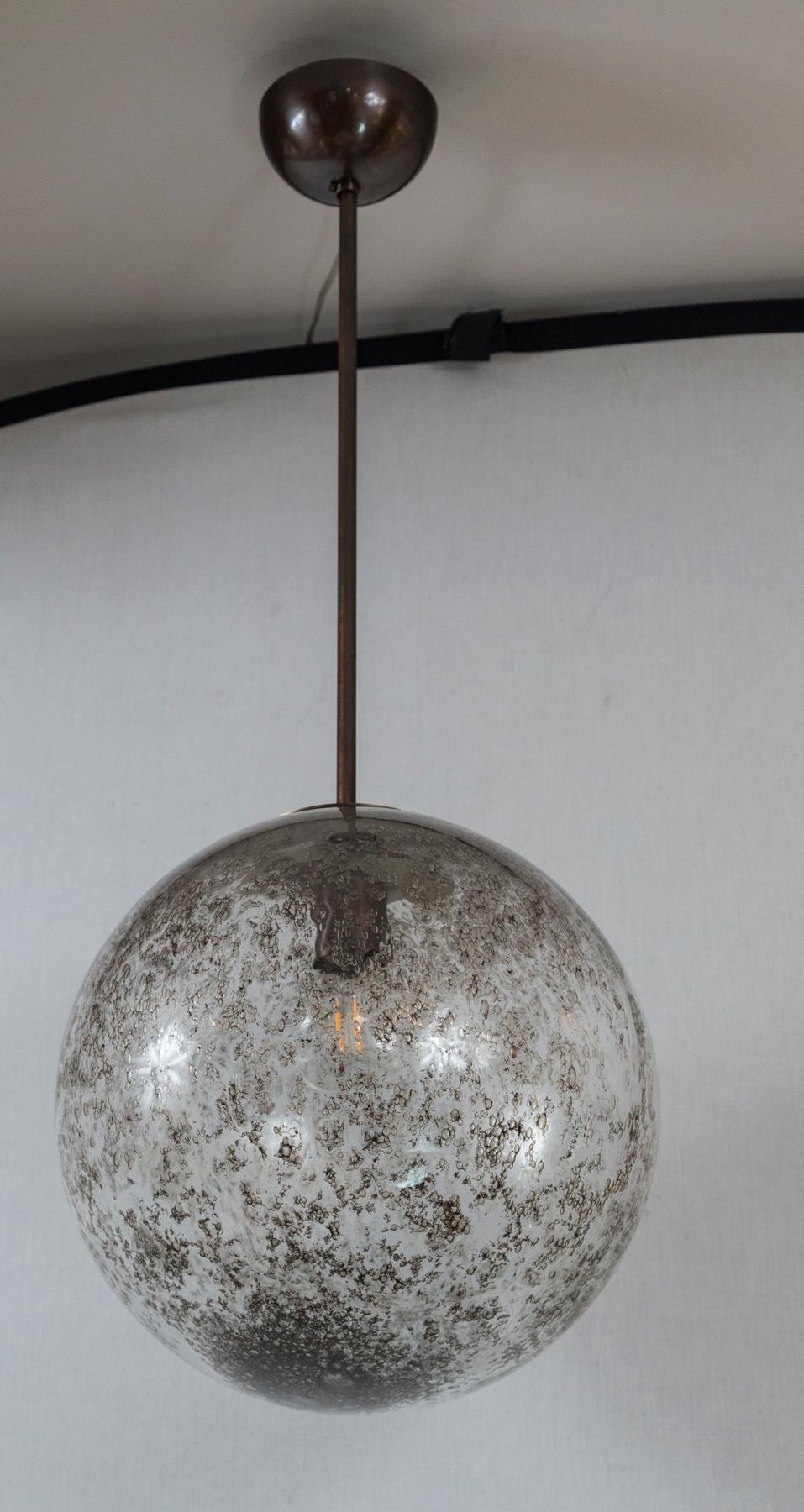 Set Of 3 Organic Modern Mottled Globe Lights, Contemporary  In Excellent Condition For Sale In Westport, CT