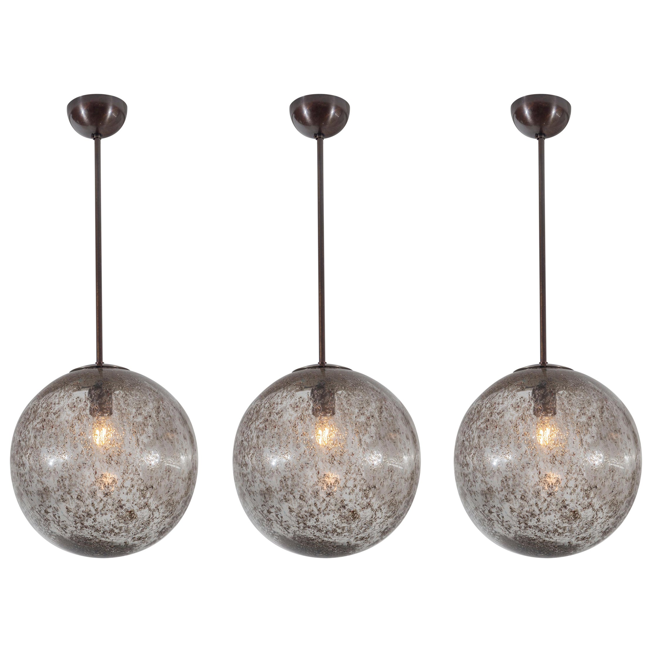 3er-Set organisch-moderne, gesprenkelte Globe Lights, Contemporary